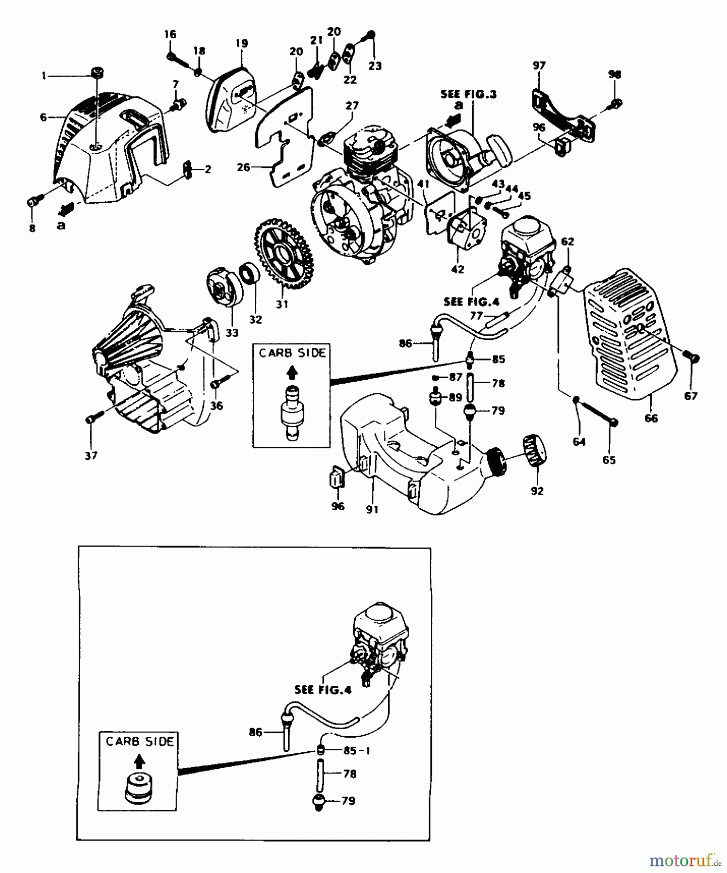 Tanaka Trimmer, Motorsensen AST-7000 - Tanaka AutoStart Brush Cutter Engine Components