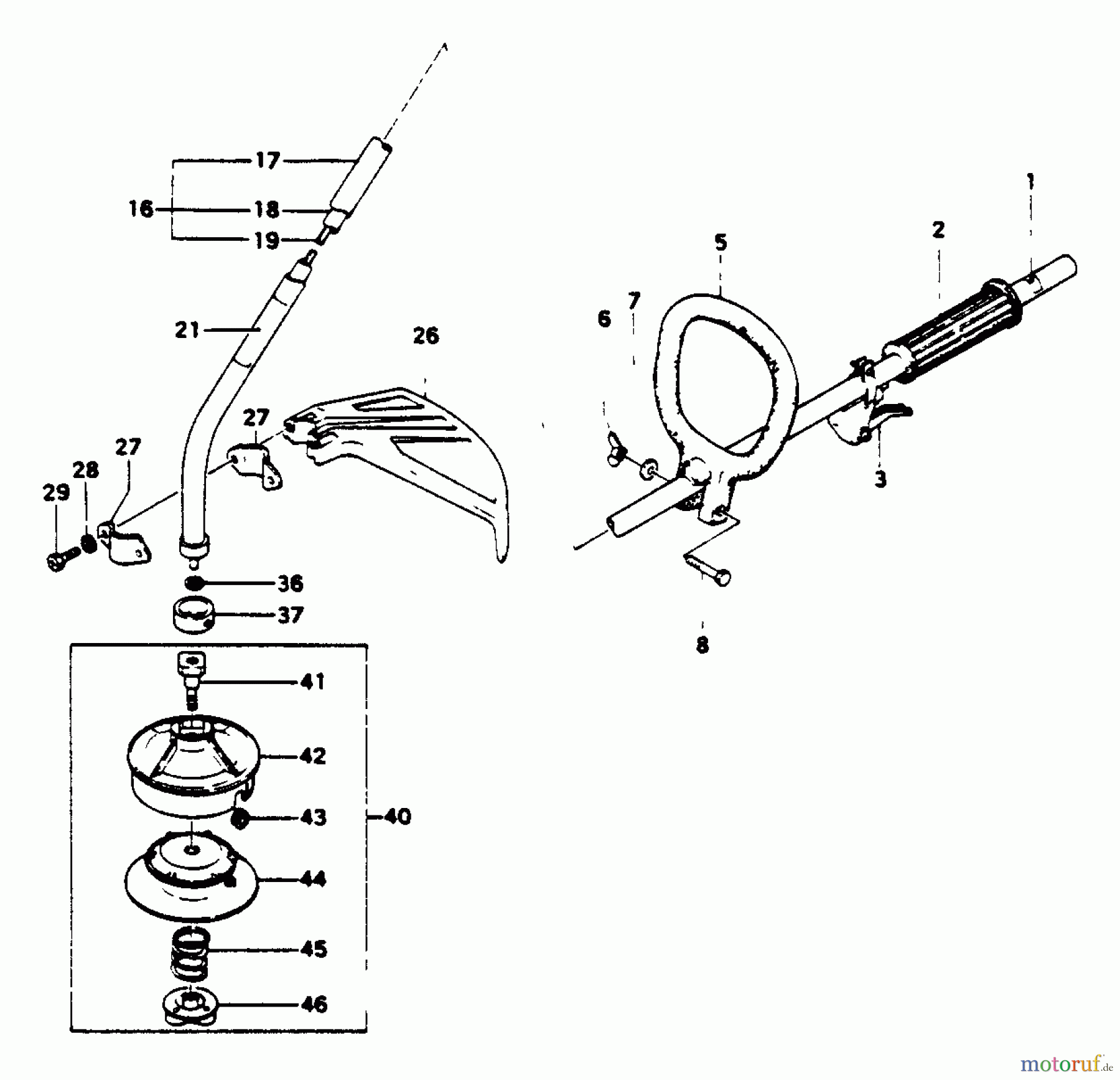 Tanaka Trimmer, Motorsensen ST-1600 - Tanaka Brush Cutter Drive Shaft & Handle