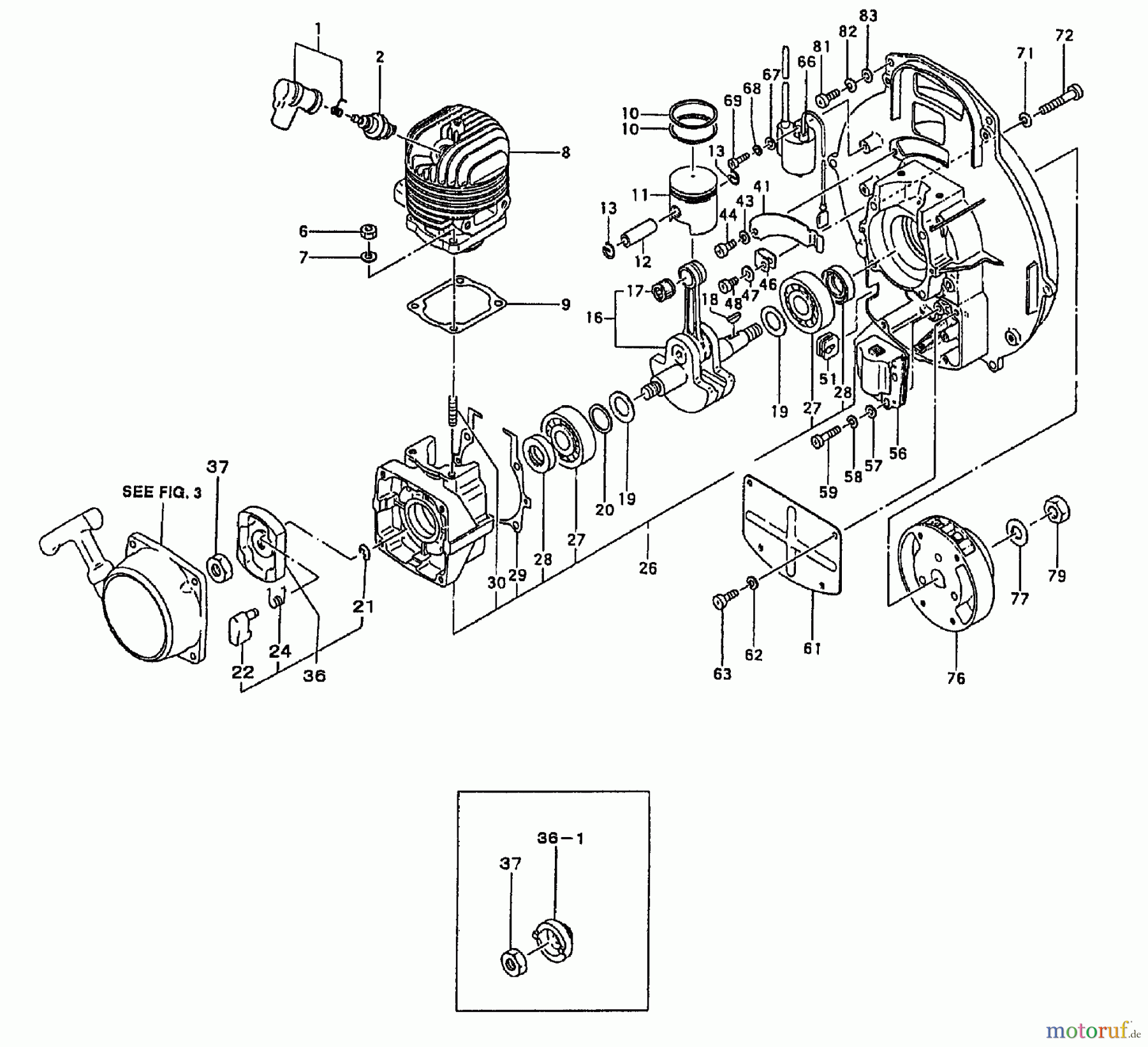 Tanaka Blasgeräte, Sauger, Häcksler, Mulchgeräte TBL-4600 - Tanaka Backpack Blower Engine / Cylinder, Piston, Crankshaft