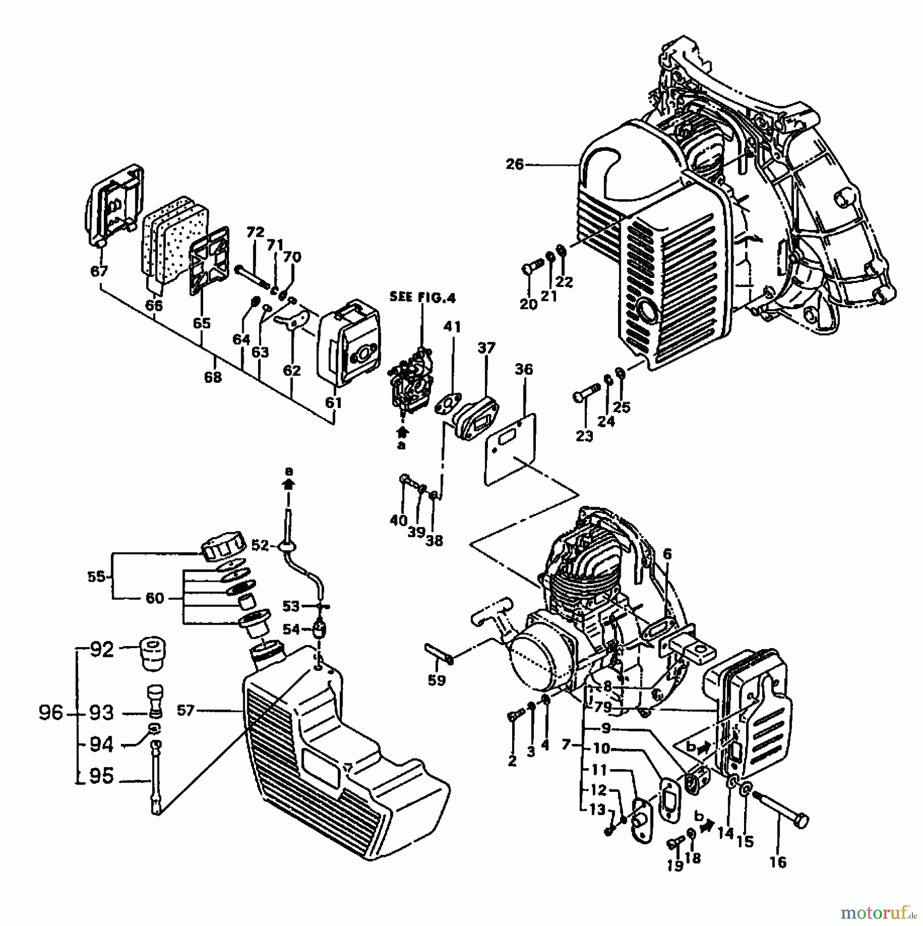 Tanaka Blasgeräte, Sauger, Häcksler, Mulchgeräte TBL-4600 - Tanaka Backpack Blower Engine, Muffler, Air Cleaner, Fuel System