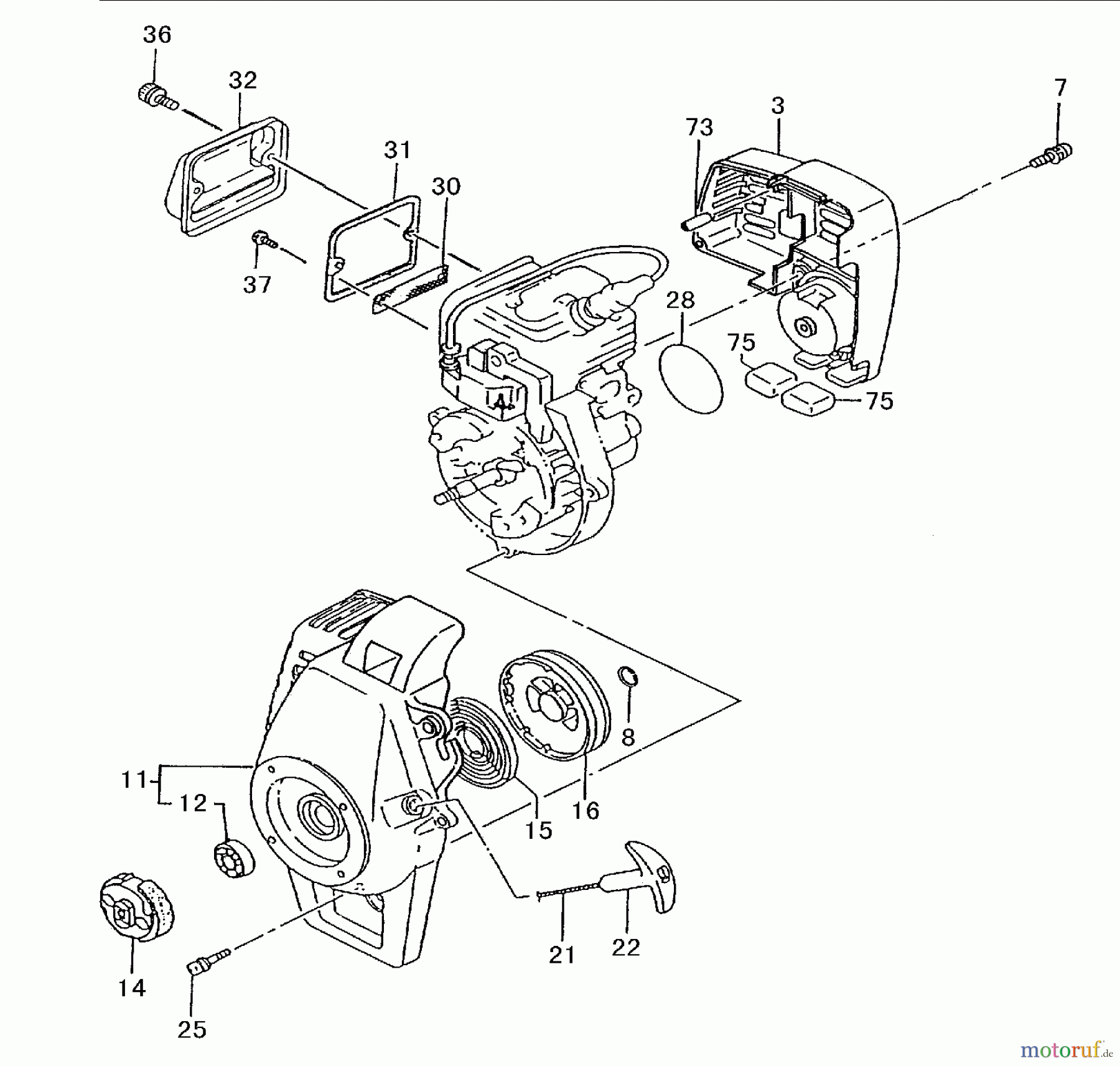 Tanaka Trimmer, Motorsensen TBC-2211 - Tanaka Grass Trimmer Clutch, Recoil Starter, Muffler