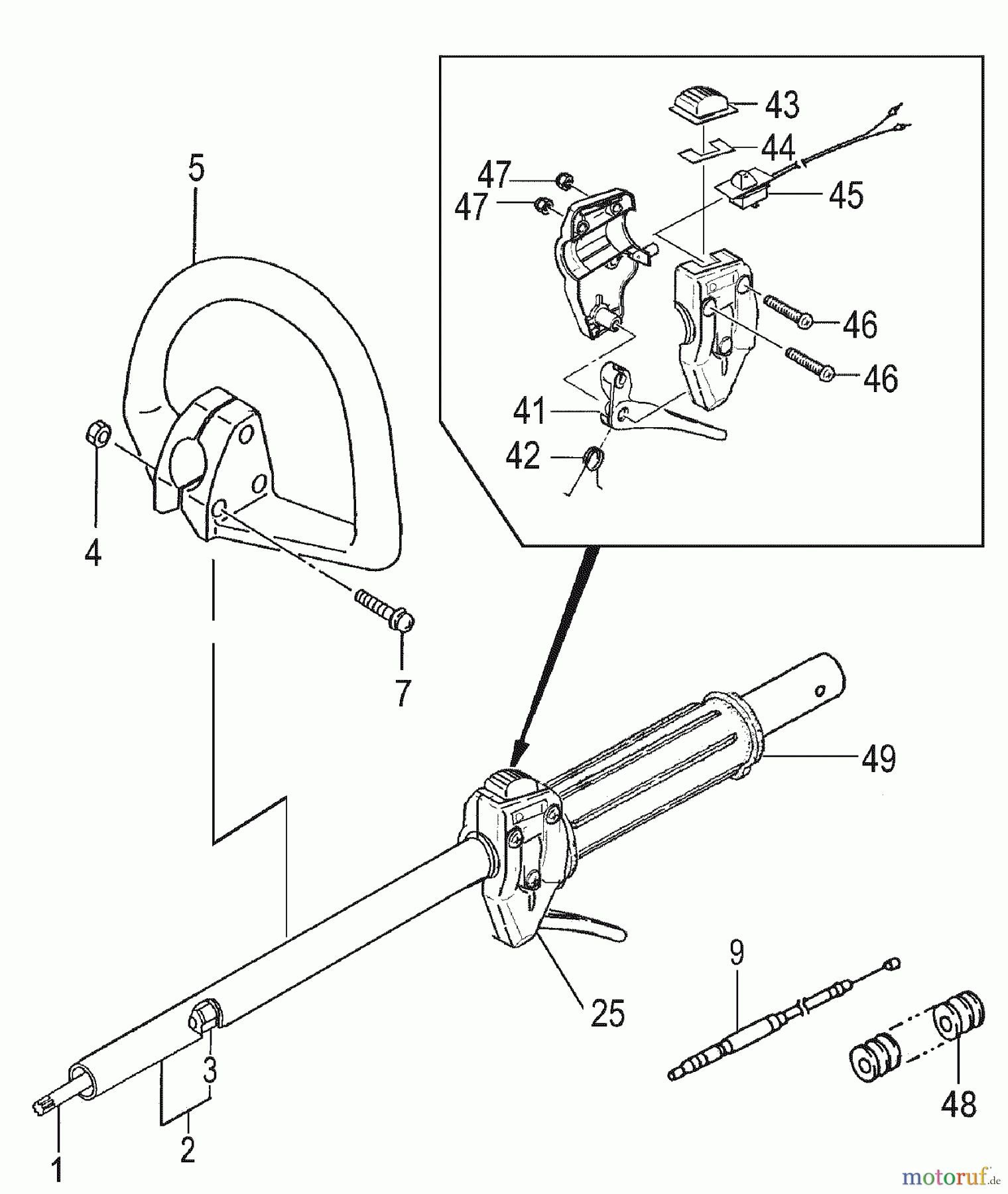 Tanaka Trimmer, Motorsensen TBC-225 - Tanaka Grass Trimmer Drive Shaft & Front Handle