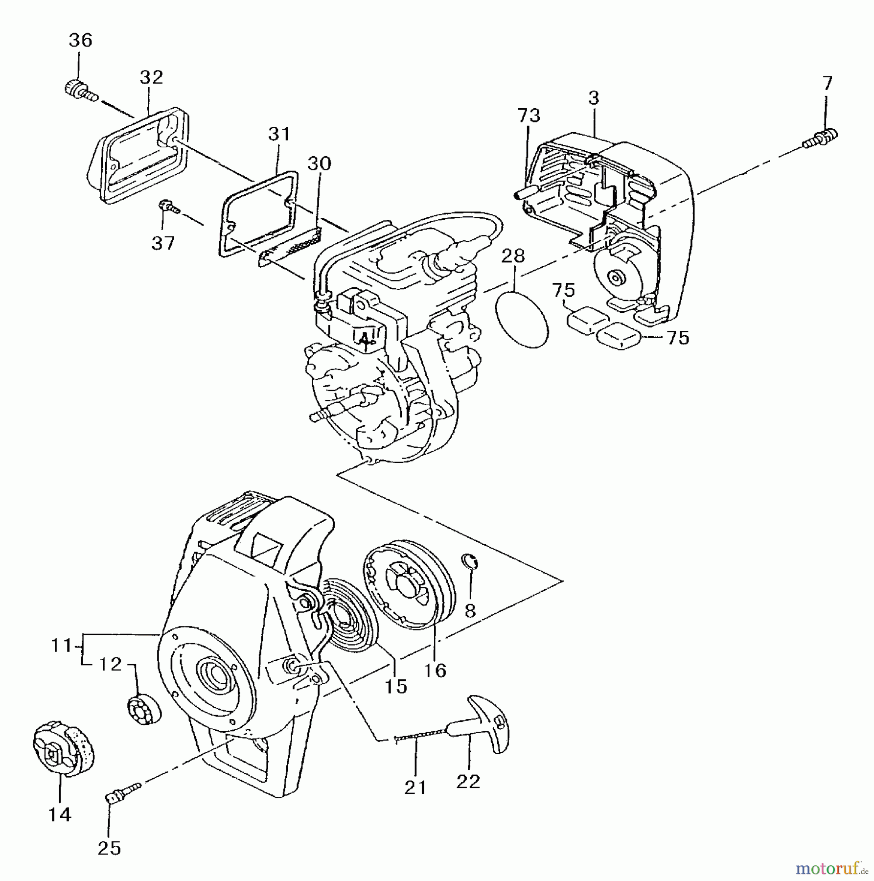 Tanaka Trimmer, Motorsensen TBC-2251 - Tanaka Grass Trimmer Clutch, Muffler, Recoil Starter