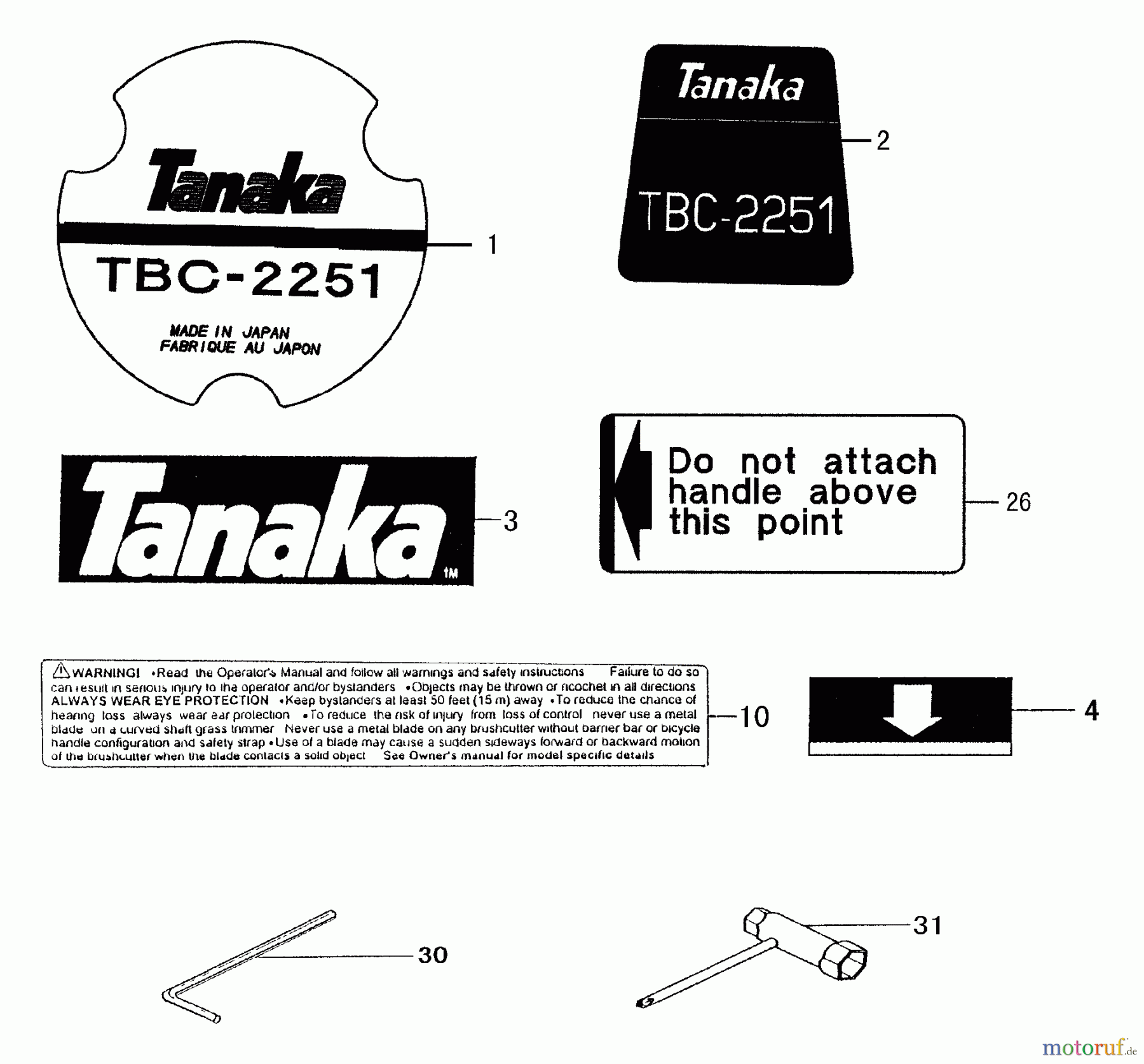 Tanaka Trimmer, Motorsensen TBC-2251 - Tanaka Grass Trimmer Decals & Tools