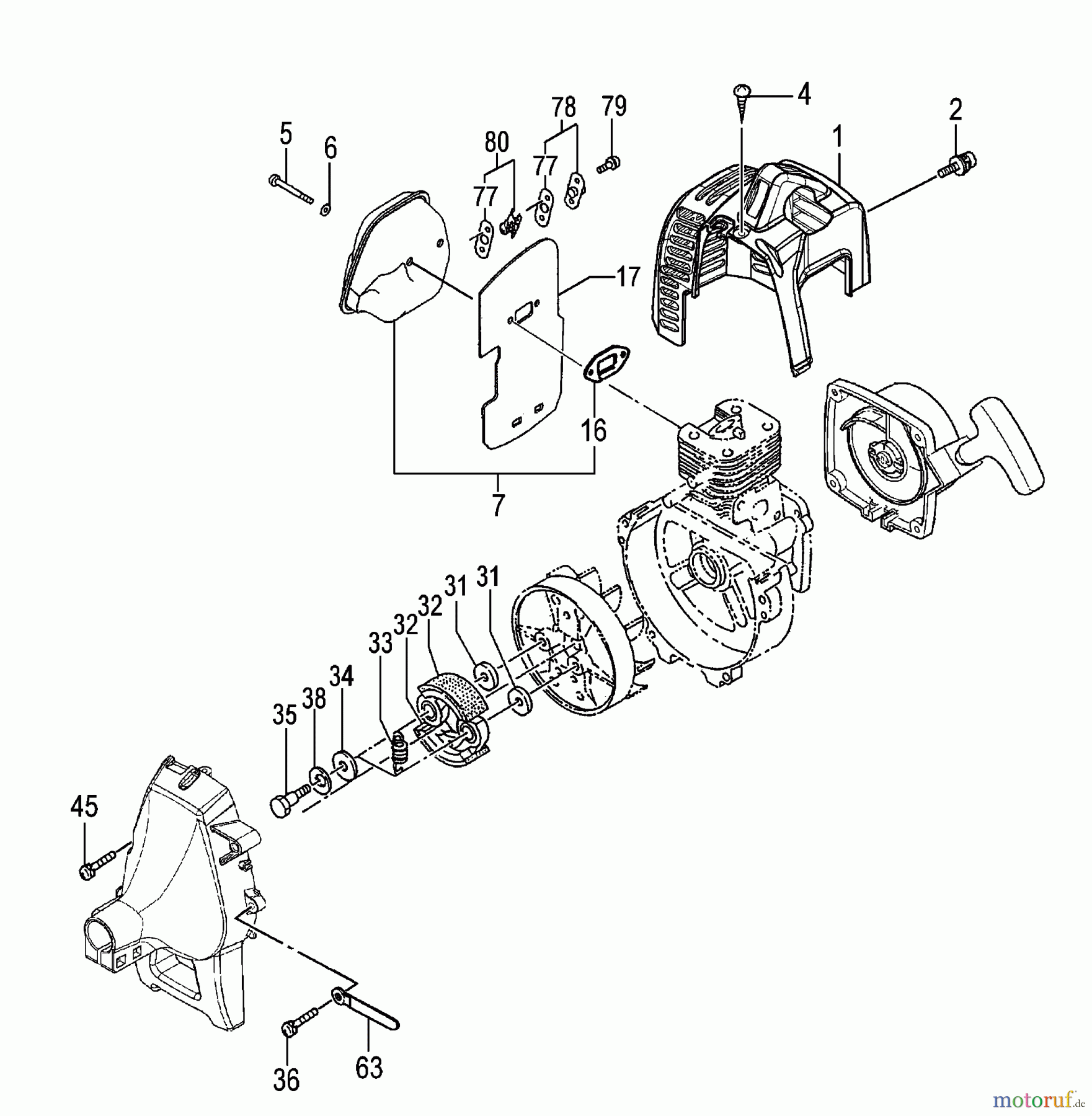 Tanaka Trimmer, Motorsensen TBC-225CS - Tanaka Grass Trimmer Muffler, Clutch & Cover