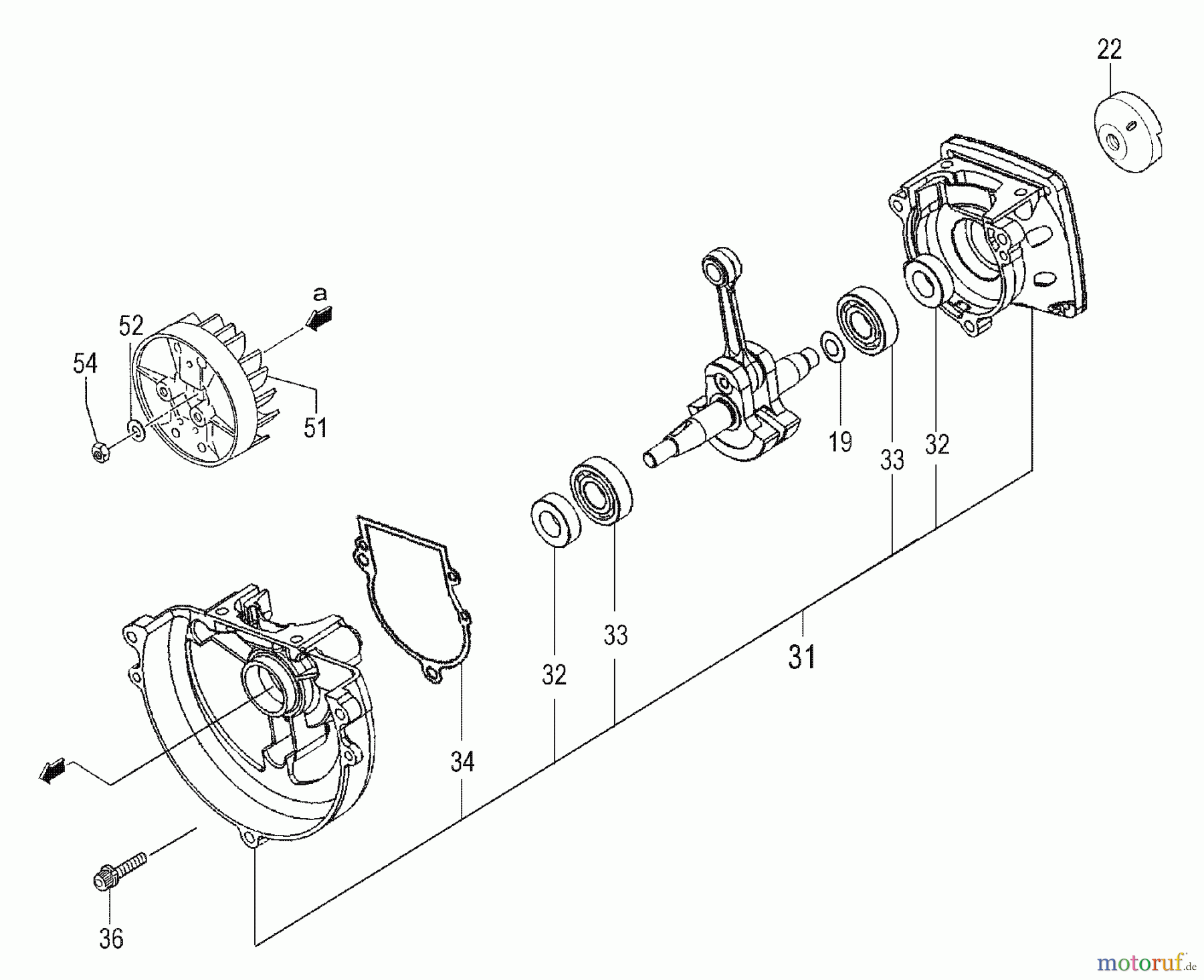 Tanaka Trimmer, Motorsensen TBC-245PF - Tanaka Grass Trimmer Crankcase & Flywheel