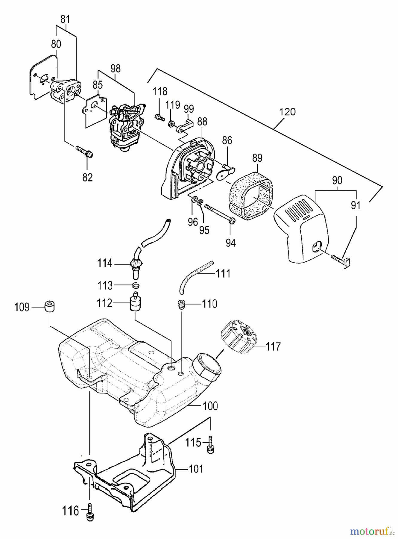 Tanaka Trimmer, Motorsensen TBC-260PF/L - Tanaka Grass Trimmer Fuel System
