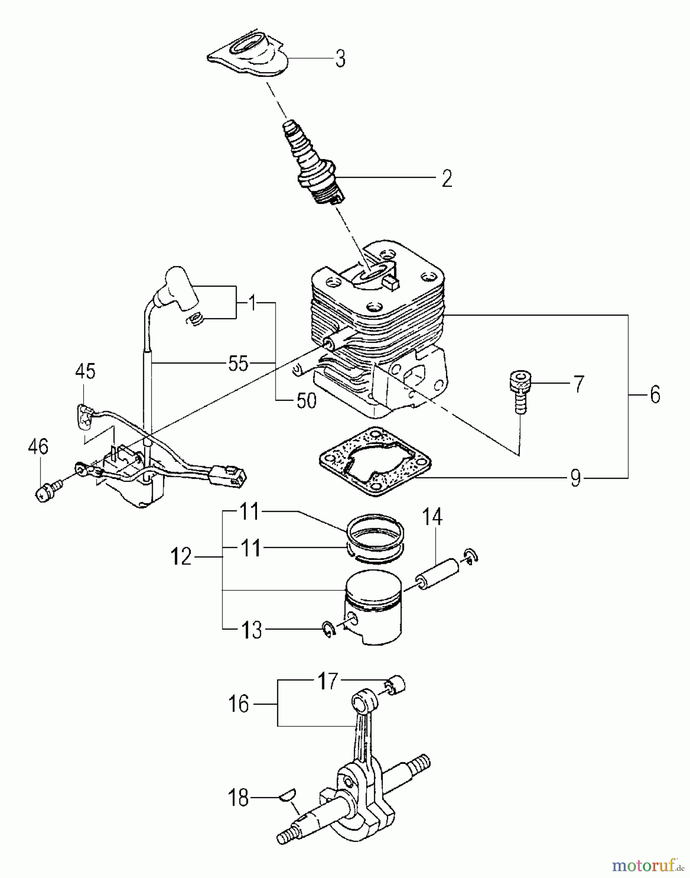 Tanaka Trimmer, Motorsensen TBC-270PFD - Tanaka Brush Cutter Engine / Cylinder, Piston, Crankshaft