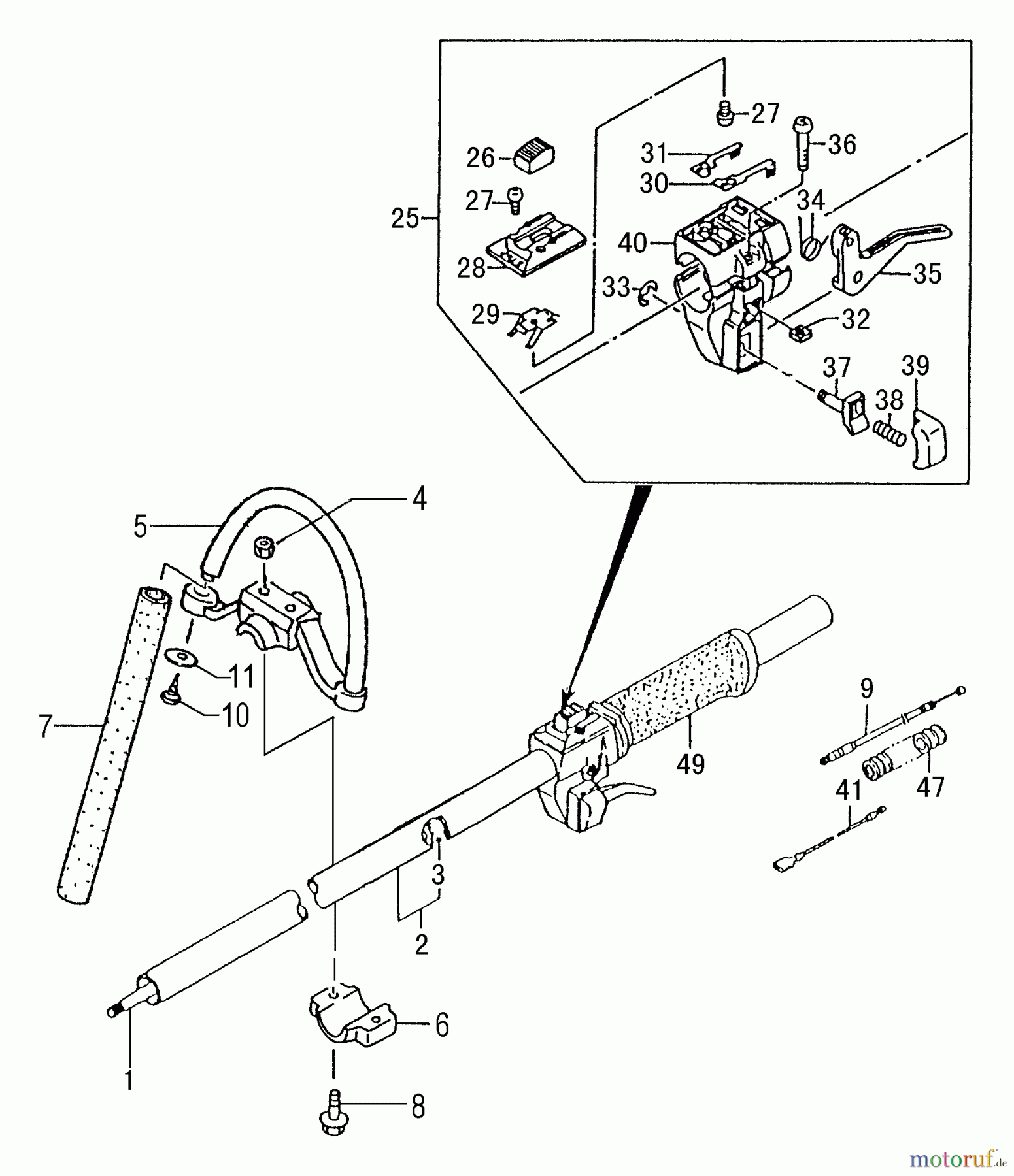 Tanaka Trimmer, Motorsensen TBC-340 - Tanaka Grass Trimmer / Brush Cutter Handle, Throttle Lever, Shaft