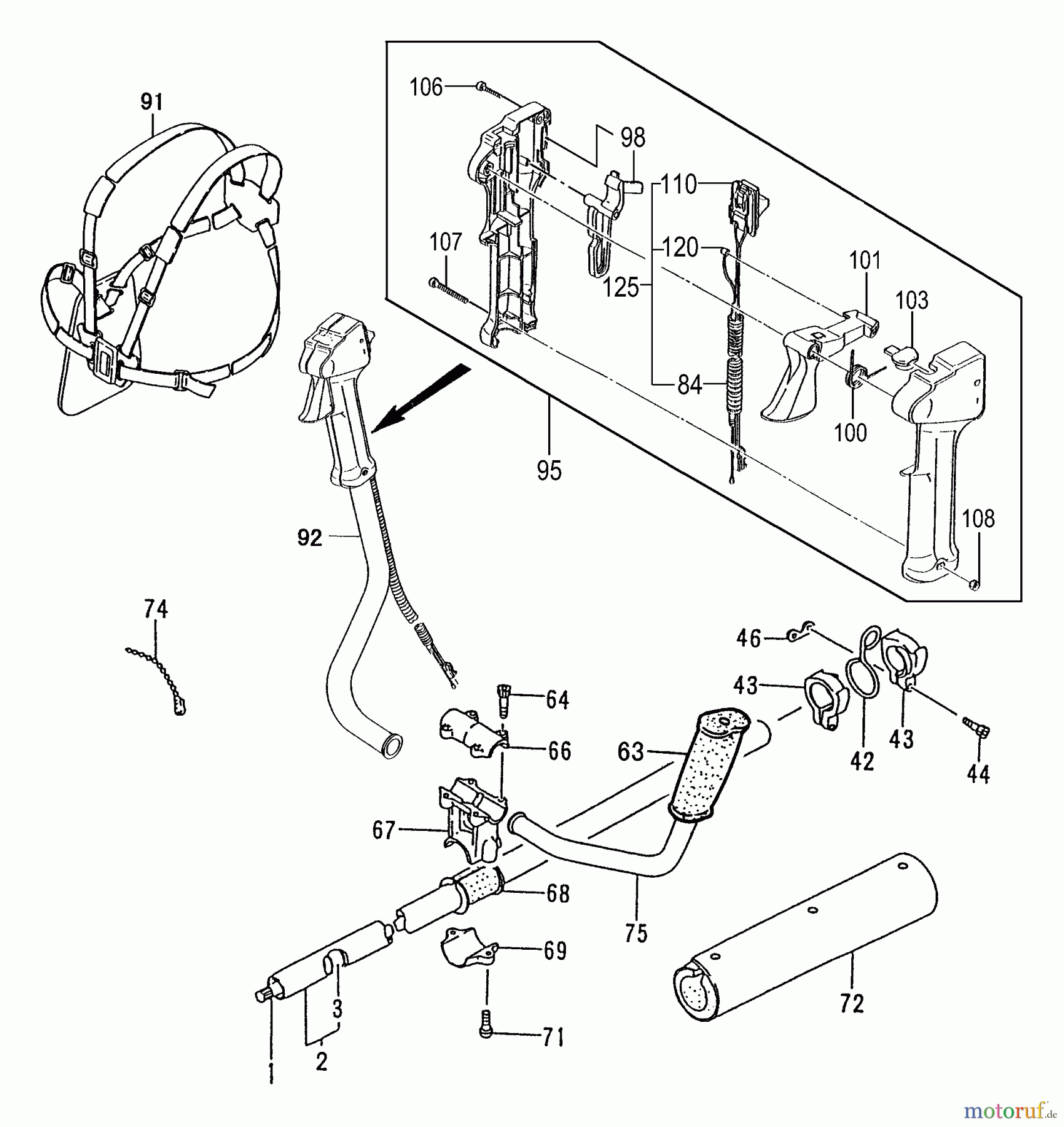 Tanaka Trimmer, Motorsensen TBC-340D - Tanaka Grass Trimmer / Brush Cutter Handle, Throttle Lever, Shaft