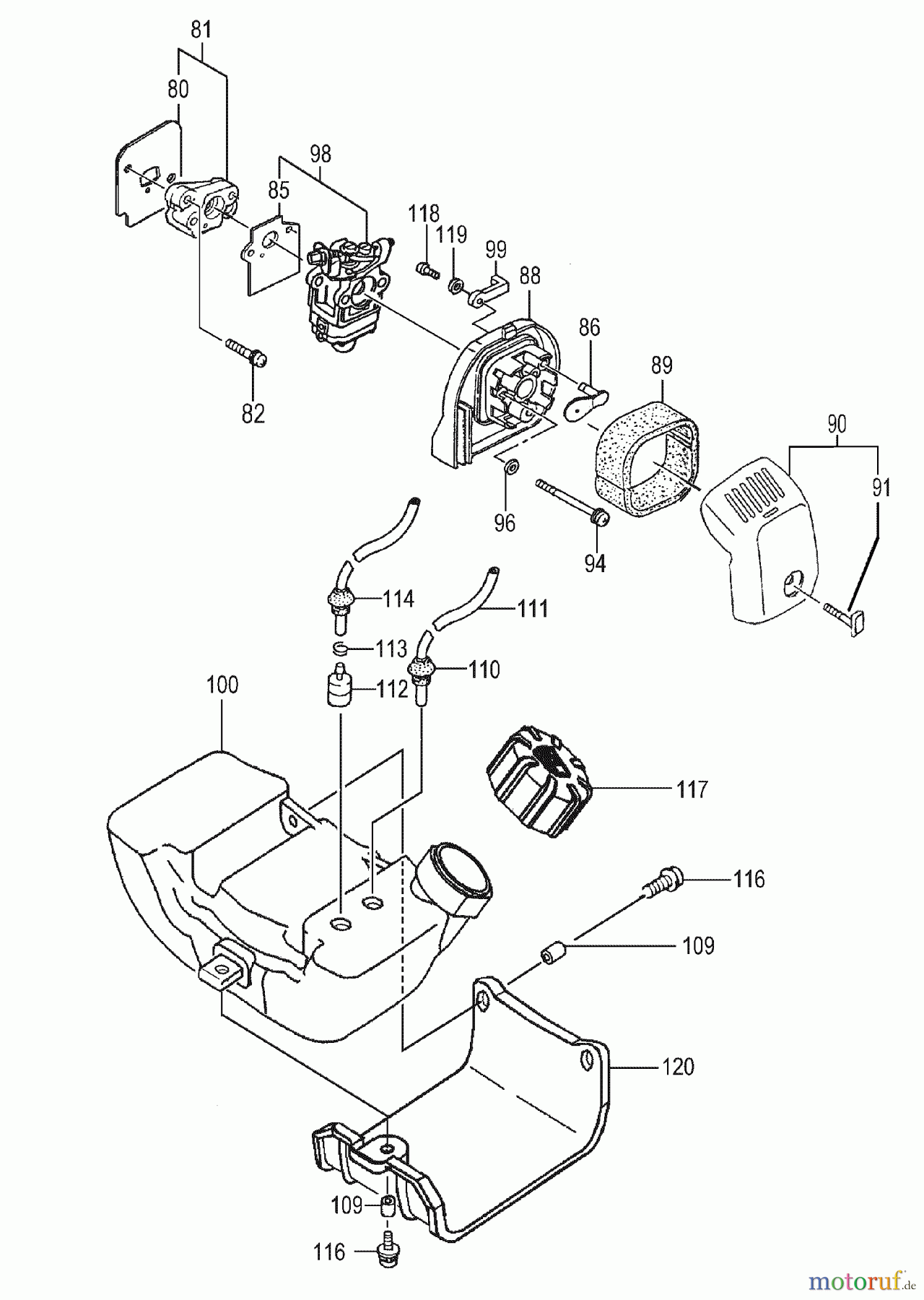 Tanaka Trimmer, Motorsensen TBC-340PFD - Tanaka Grass Trimmer / Brush Cutter Fuel System