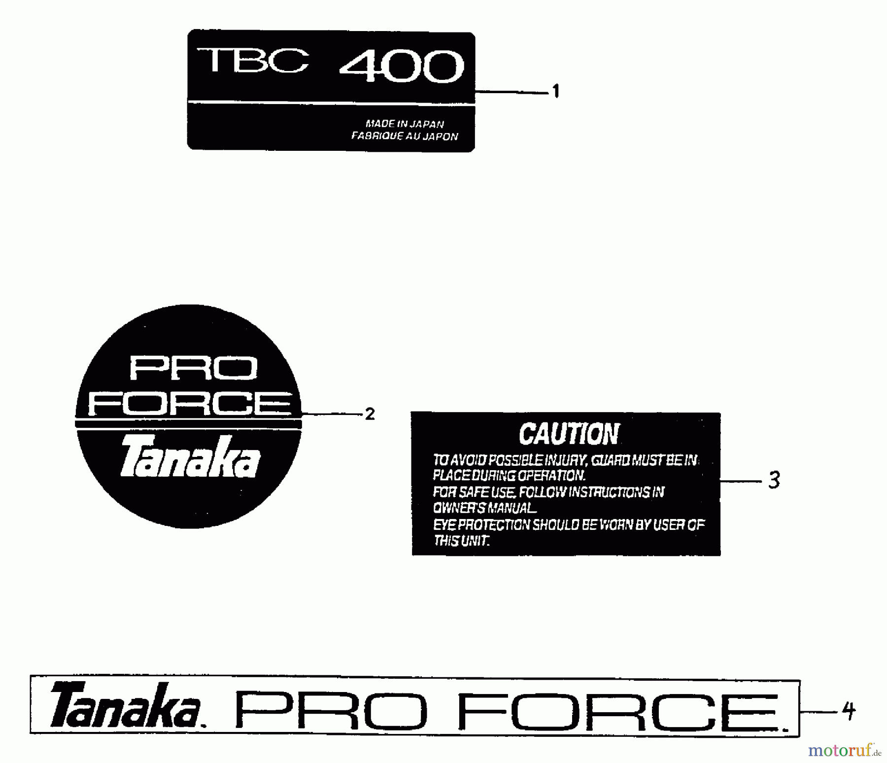 Tanaka Trimmer, Motorsensen TBC-400 - Tanaka Brush Cutter Marks