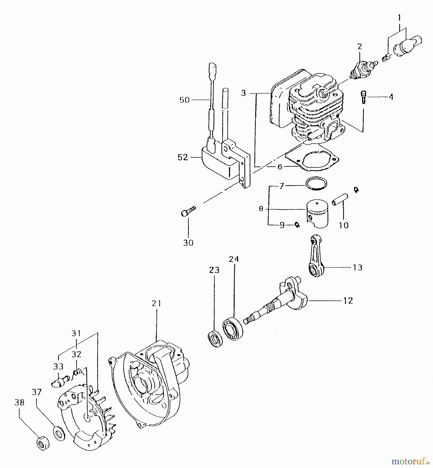 Tanaka Trimmer, Motorsensen TBC-4001 - Tanaka Grass Trimmer Cylinder, Piston, Crankshaft