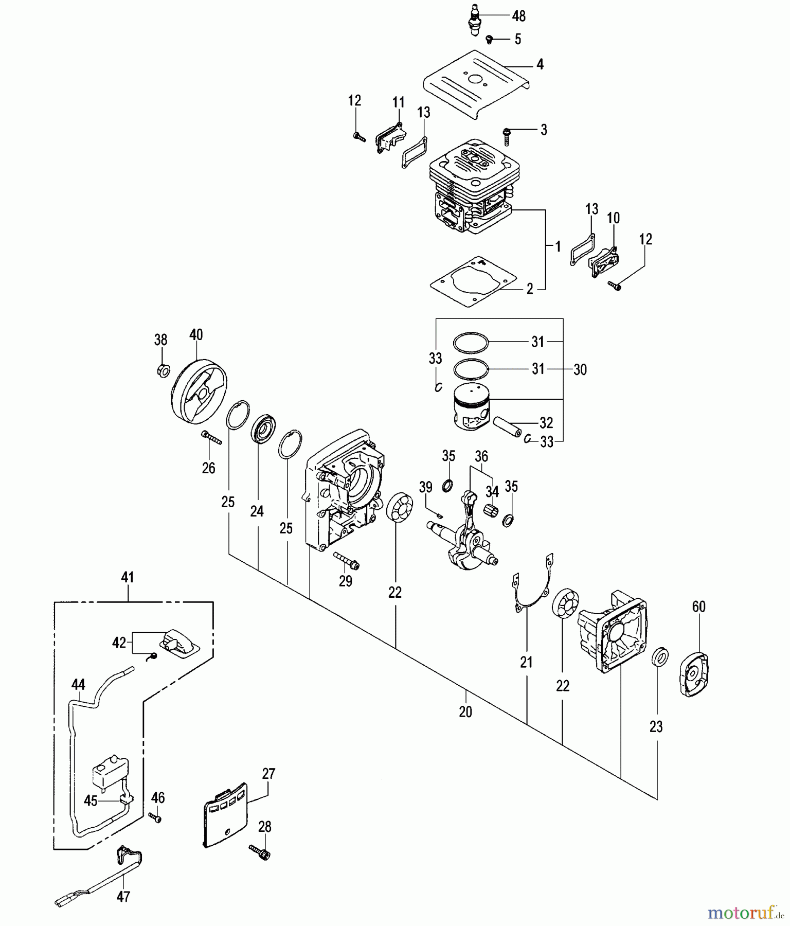 Tanaka Blasgeräte, Sauger, Häcksler, Mulchgeräte TBL-7800R - Tanaka Backpack Blower Cylinder, Piston, Crankshaft & Ignition