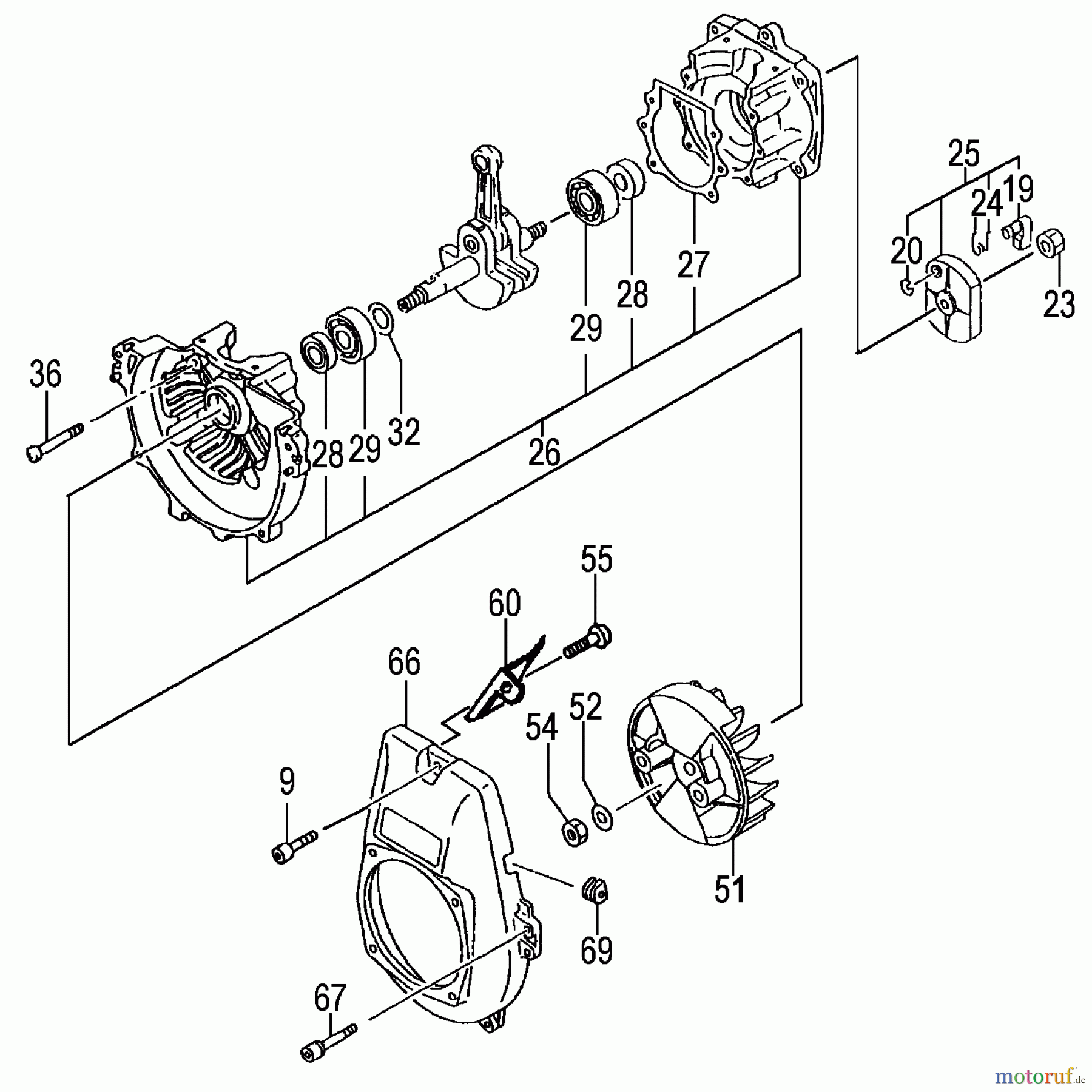  Tanaka Trimmer, Motorsensen TBC-400PF - Tanaka Brushcutter, 40cc Crankcase & Flywheel