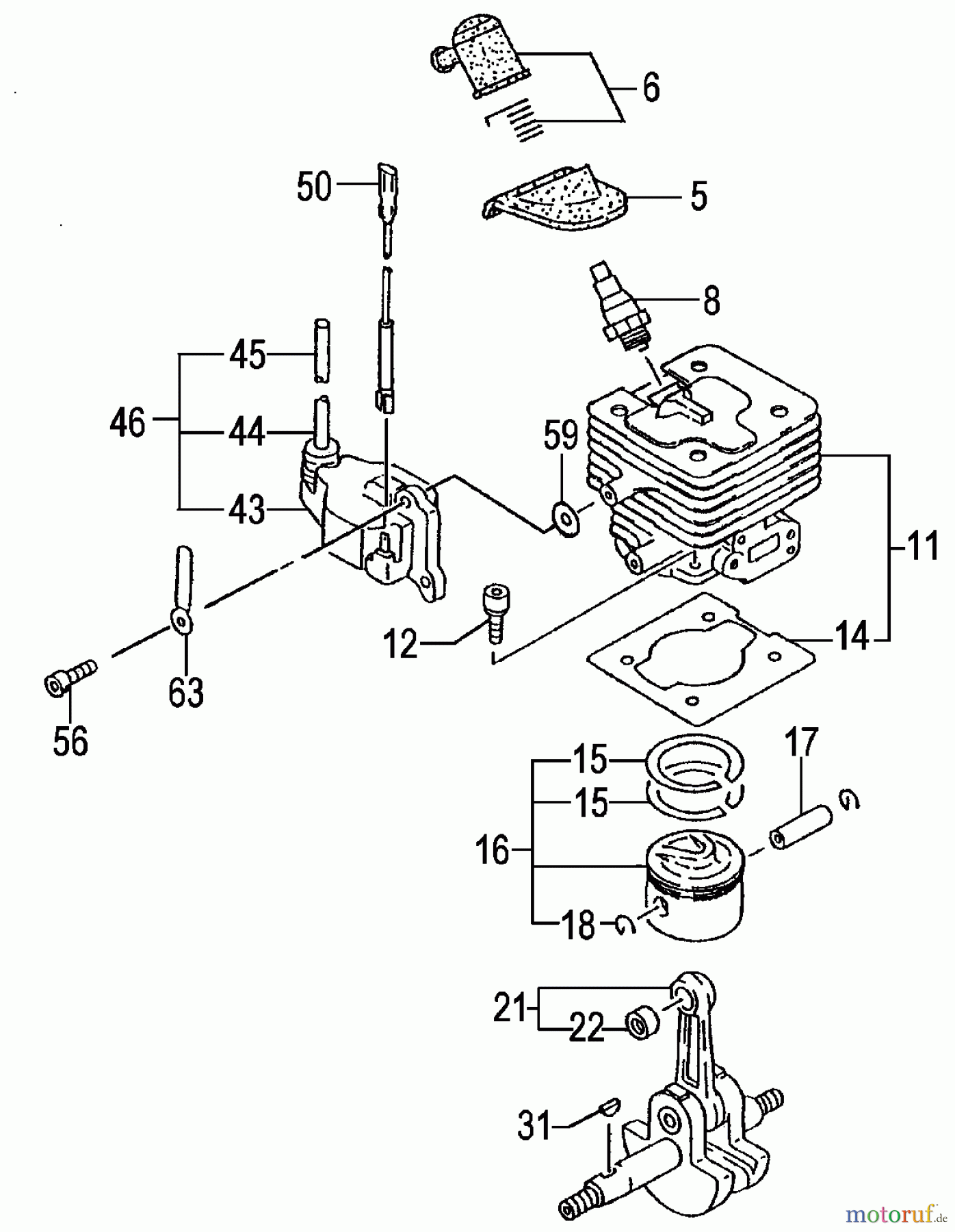  Tanaka Trimmer, Motorsensen TBC-400PF - Tanaka Brushcutter, 40cc Cylinder, Piston & Crankshaft