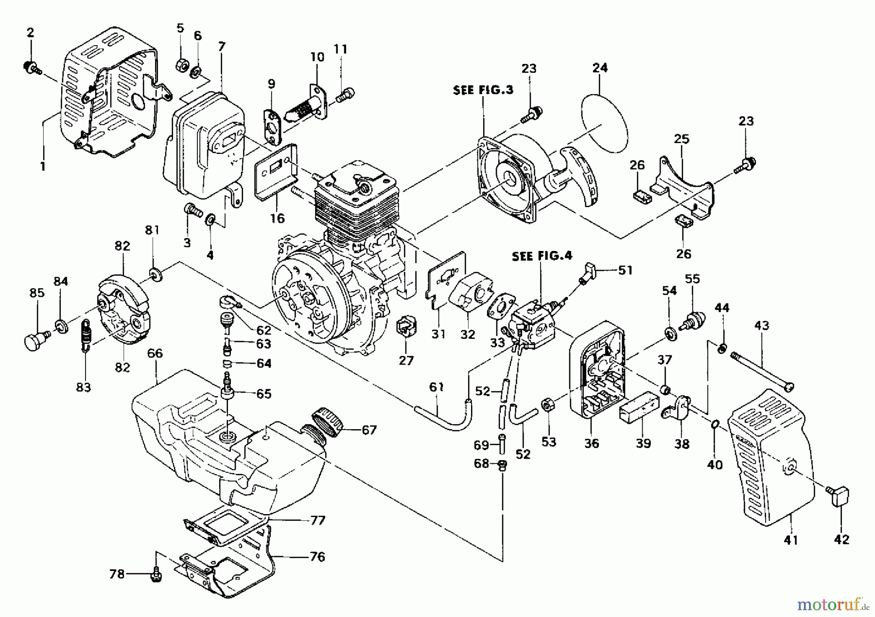 Tanaka Trimmer, Motorsensen TBC-422 - Tanaka Brush Cutter Engine Components