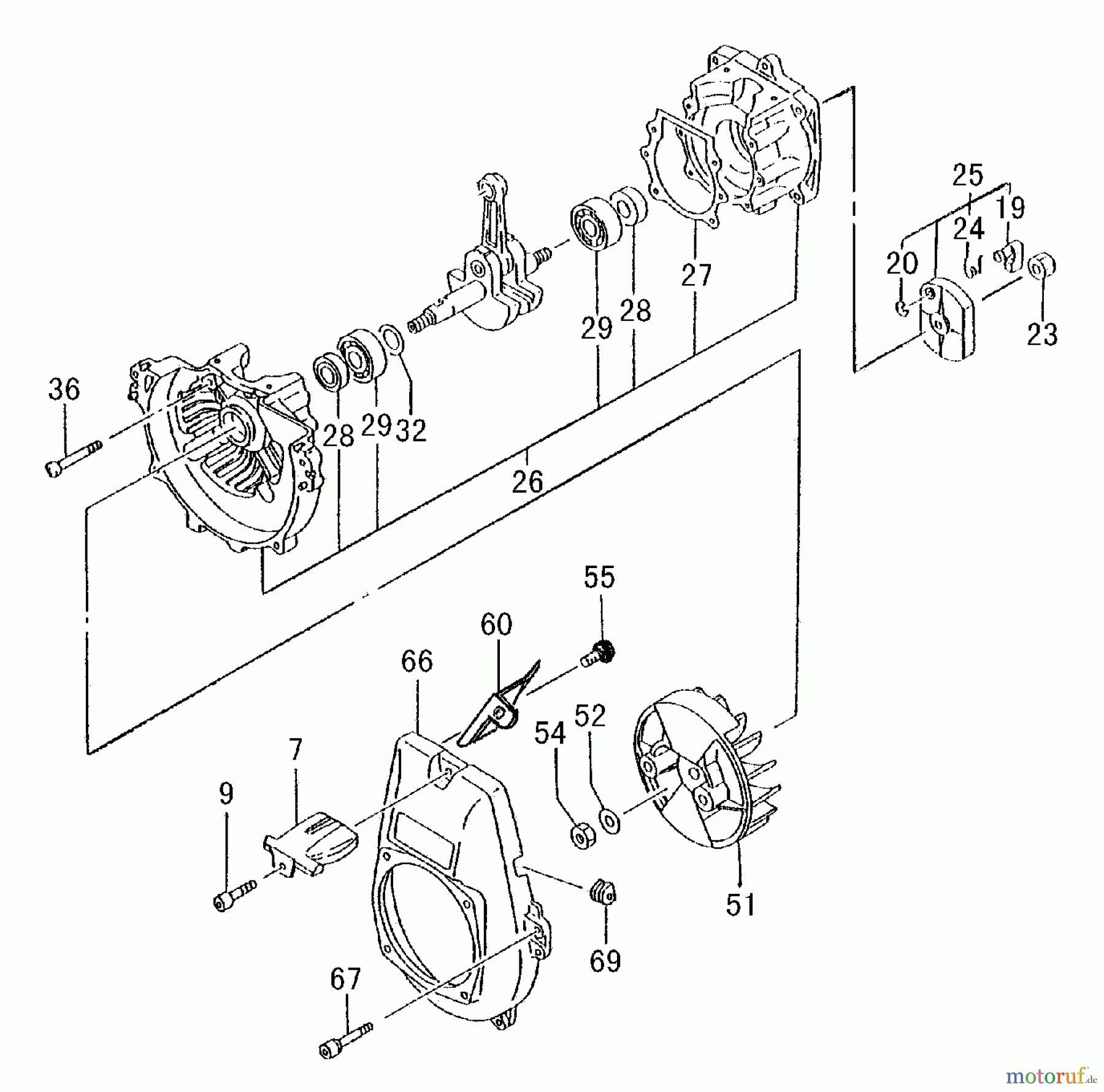 Tanaka Trimmer, Motorsensen TBC-430PF - Tanaka Brush Cutter Crankcase, Flywheel, Fan Case, Pawls