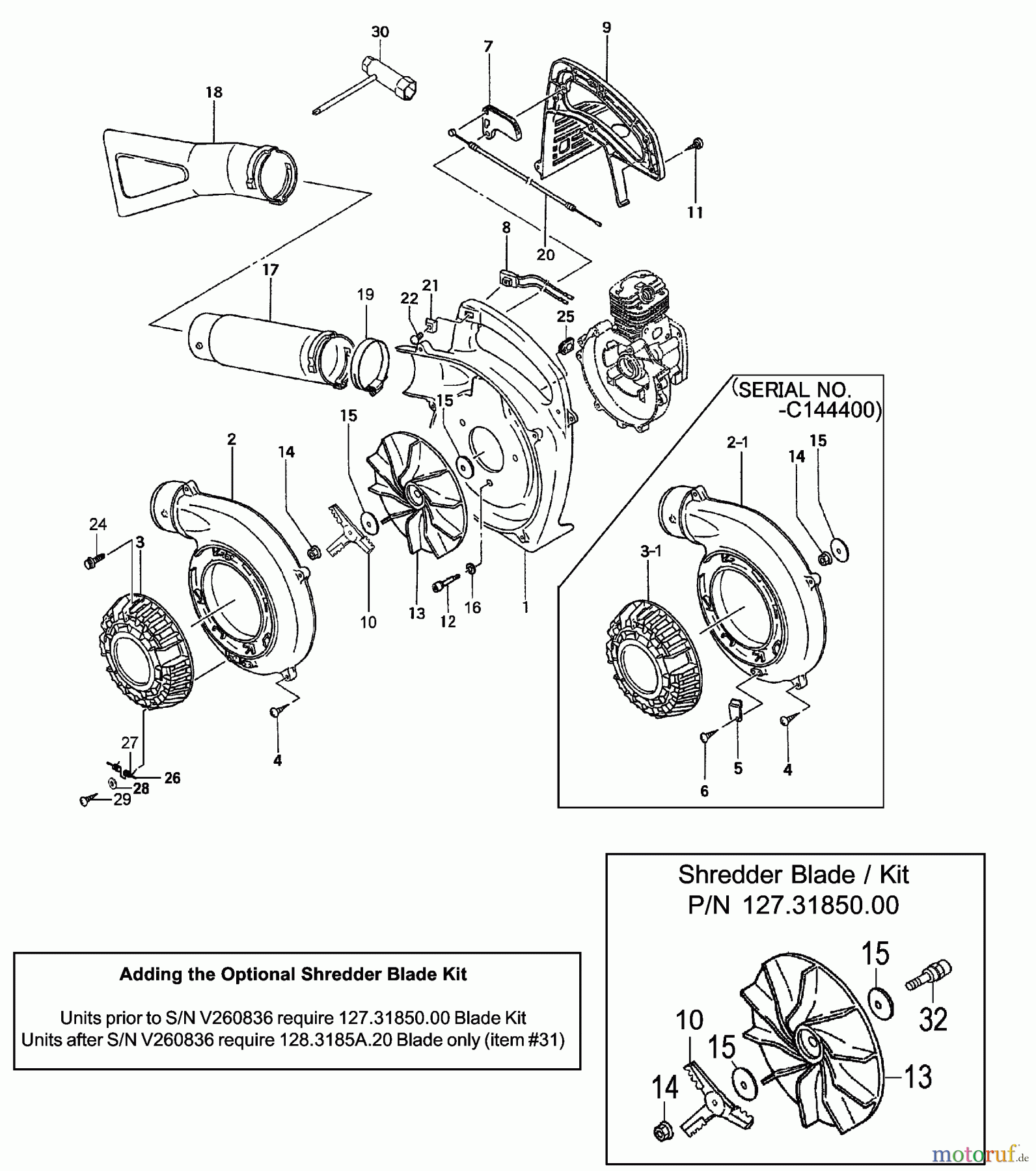 Tanaka Blasgeräte, Sauger, Häcksler, Mulchgeräte THB-2510 - Tanaka Handheld Blower Handle, Throttle, Fan, Pipes