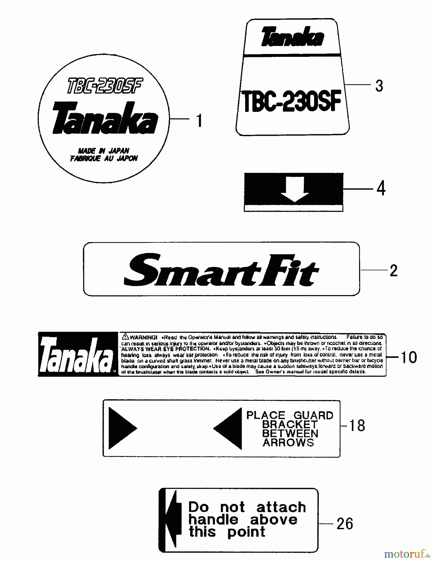 Tanaka Zubehör TBC-230SF - Tanaka Multi Task Tool Decals
