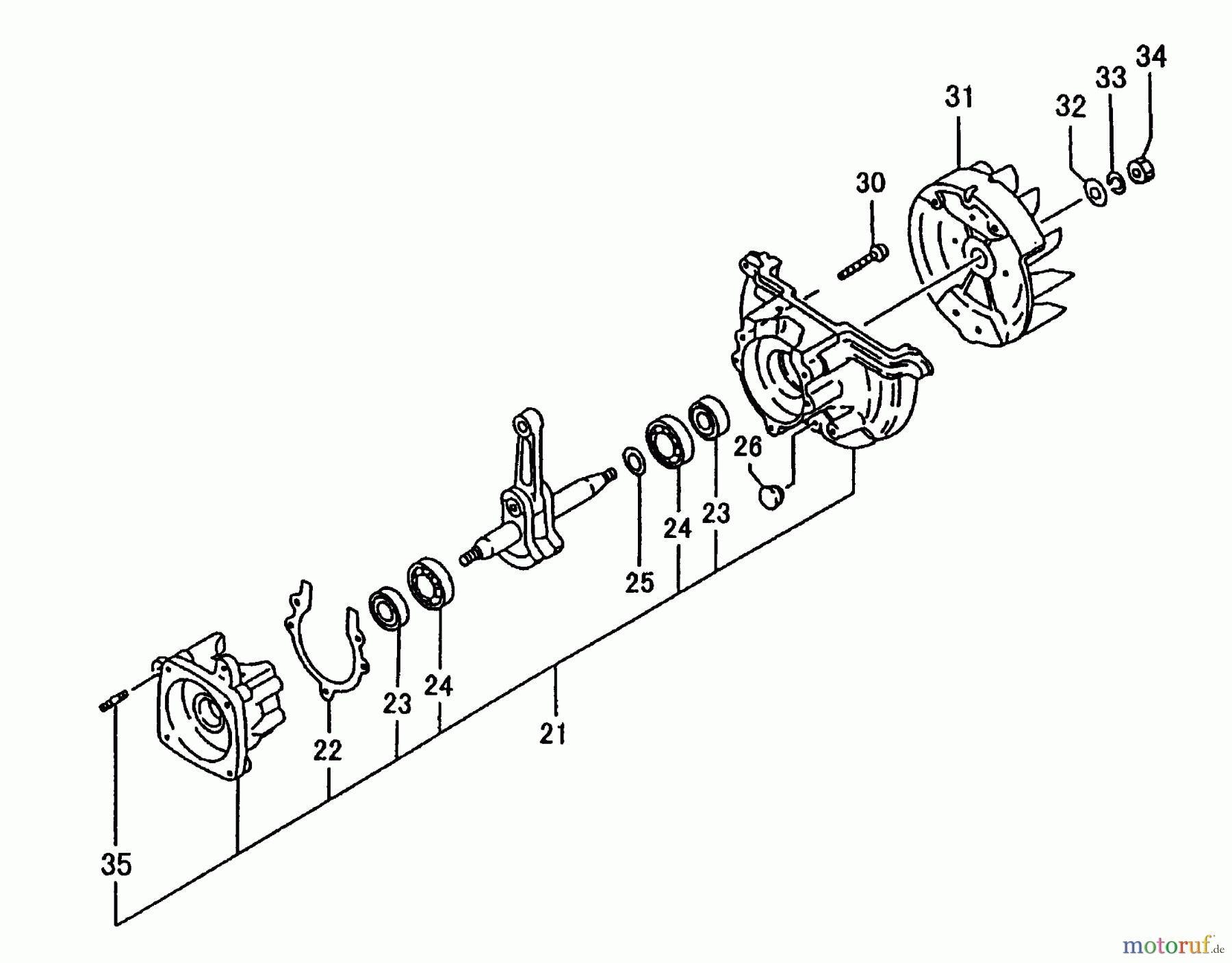 Tanaka Erdbohrer TED-210 - Tanaka Gas Drill Crankcase & Flywheel