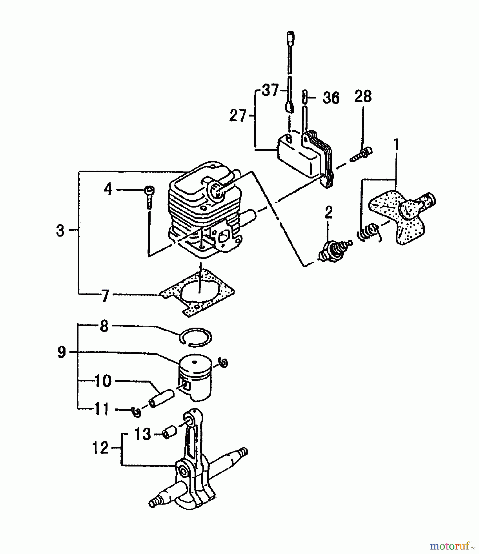 Tanaka Erdbohrer TED-210C - Tanaka Gas Drill (SN: U205952 - U268935) Cylinder, Piston, Crankshaft, Ignition