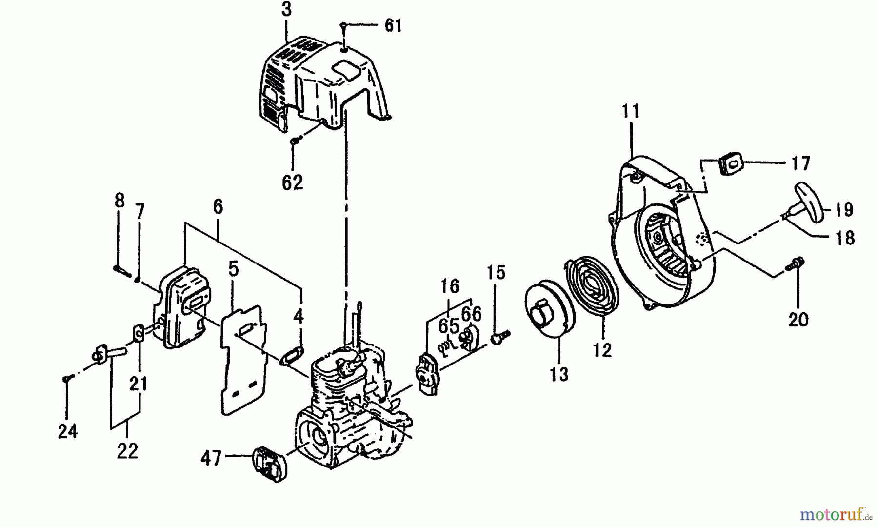  Tanaka Erdbohrer TED-210C - Tanaka Gas Drill (SN: U205952 - U268935) Muffler Cover, Muffler, Recoil Starter