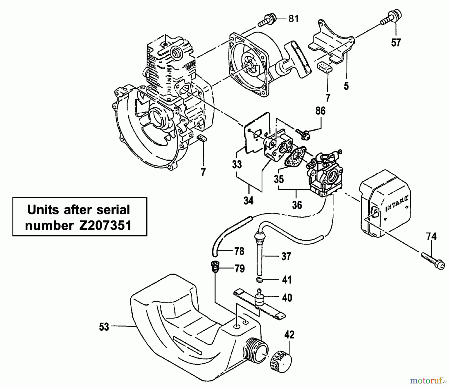 Tanaka Erdbohrer TED-262 - Tanaka Portable Gas Drill Fuel System (Latest Rev) (Units after serial number Z207351)