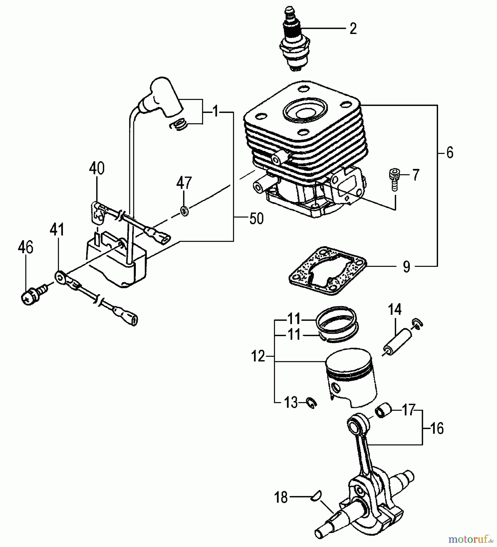 Tanaka Kantenschneider TPE-250PF - Tanaka Portable Edger Cylinder, Piston, Crankshaft, Ignition