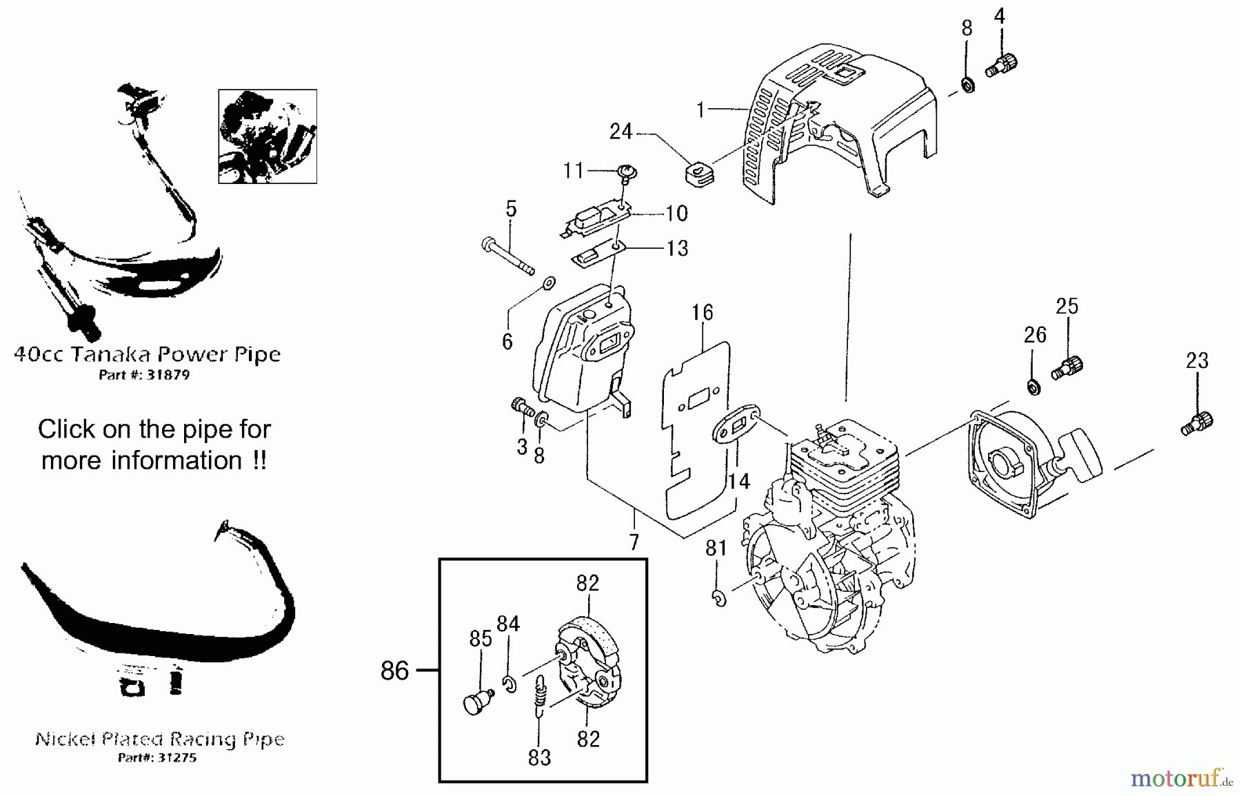  Tanaka Motoren PF-4210 - Tanaka Utility / Scooter Engine Muffler, Muffler Cover