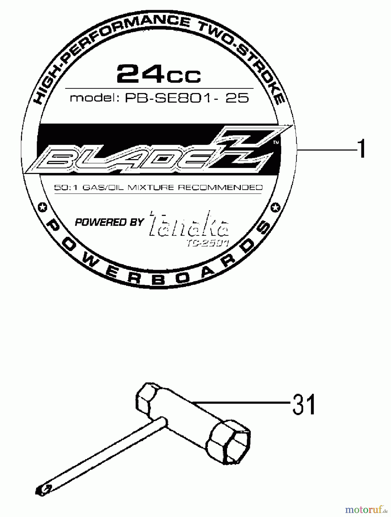  Tanaka Motoren TC-2501 - Tanaka Utility / Scooter Engine Decal & Tool