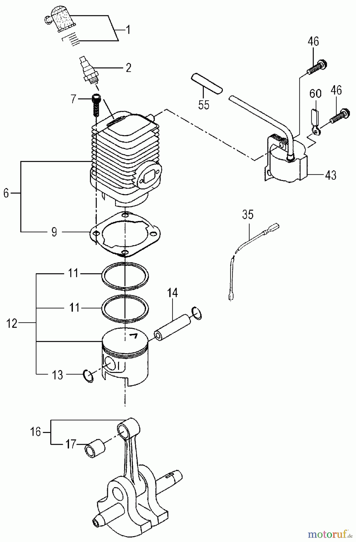 Tanaka Motoren TC-2501 - Tanaka Utility / Scooter Engine Engine / Cylinder, Piston, Crankshaft, Ignition