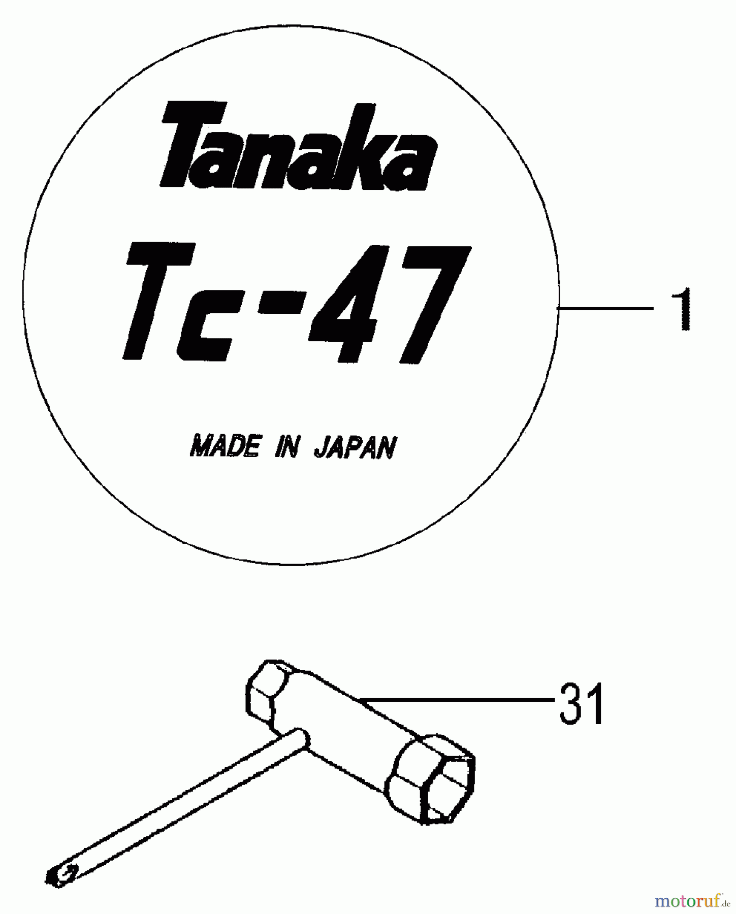 Tanaka Motoren TC-4700 - Tanaka Utility / Scooter Engine Decal & Tool