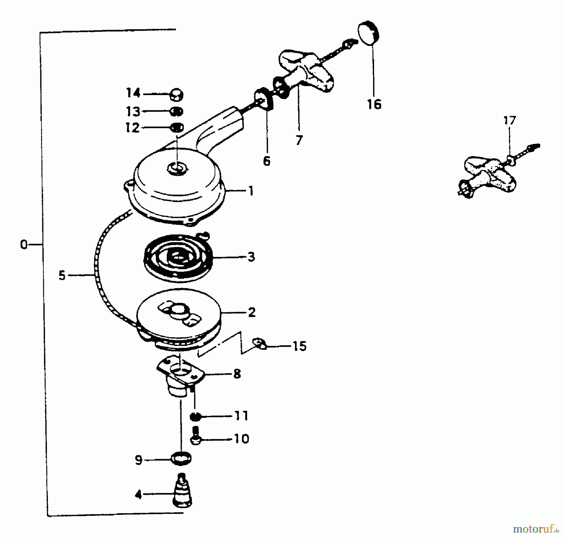 Tanaka Botsmotoren TOB-120 - Tanaka 1.2HP Outboard Motor Recoil Starter Assembly