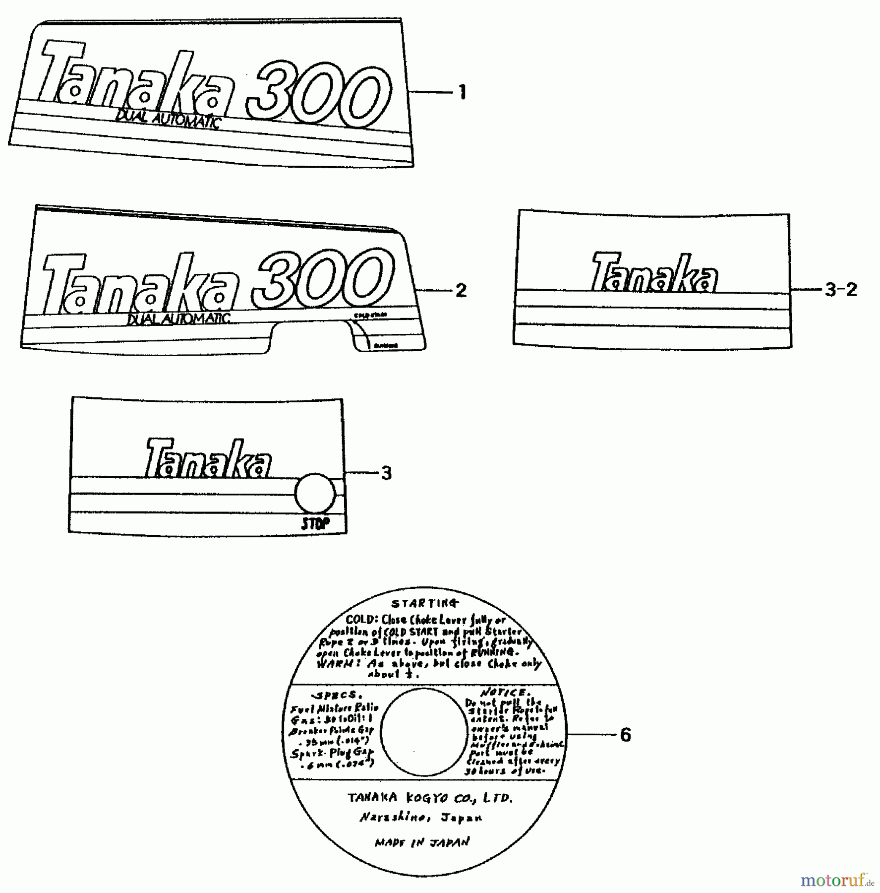  Tanaka Botsmotoren TOB-300 - Tanaka 3HP Outboard Motor Decals