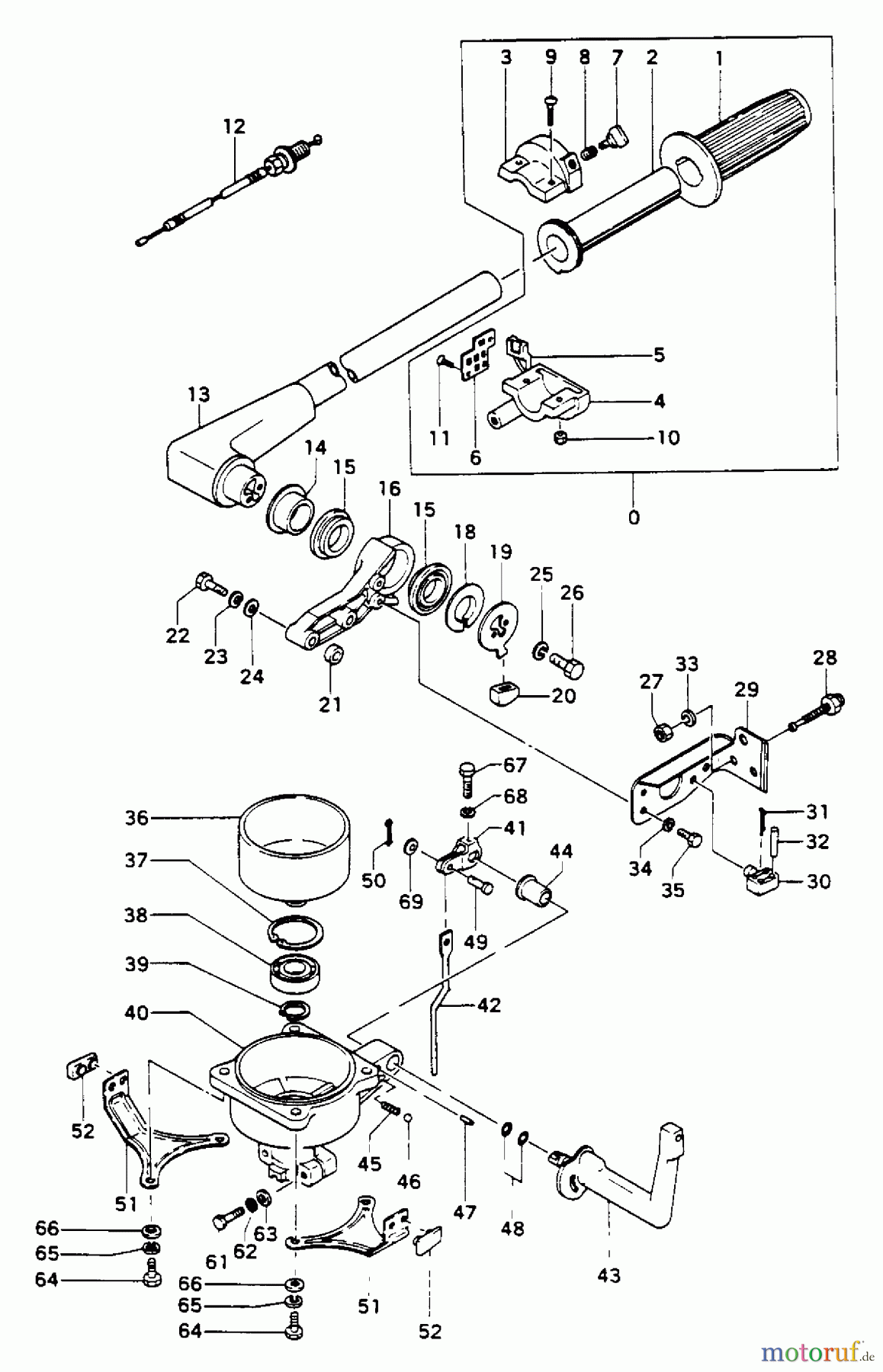  Tanaka Botsmotoren TOB-550 - Tanaka 5.5HP Outboard Motor Steering Arm & Clutch Case