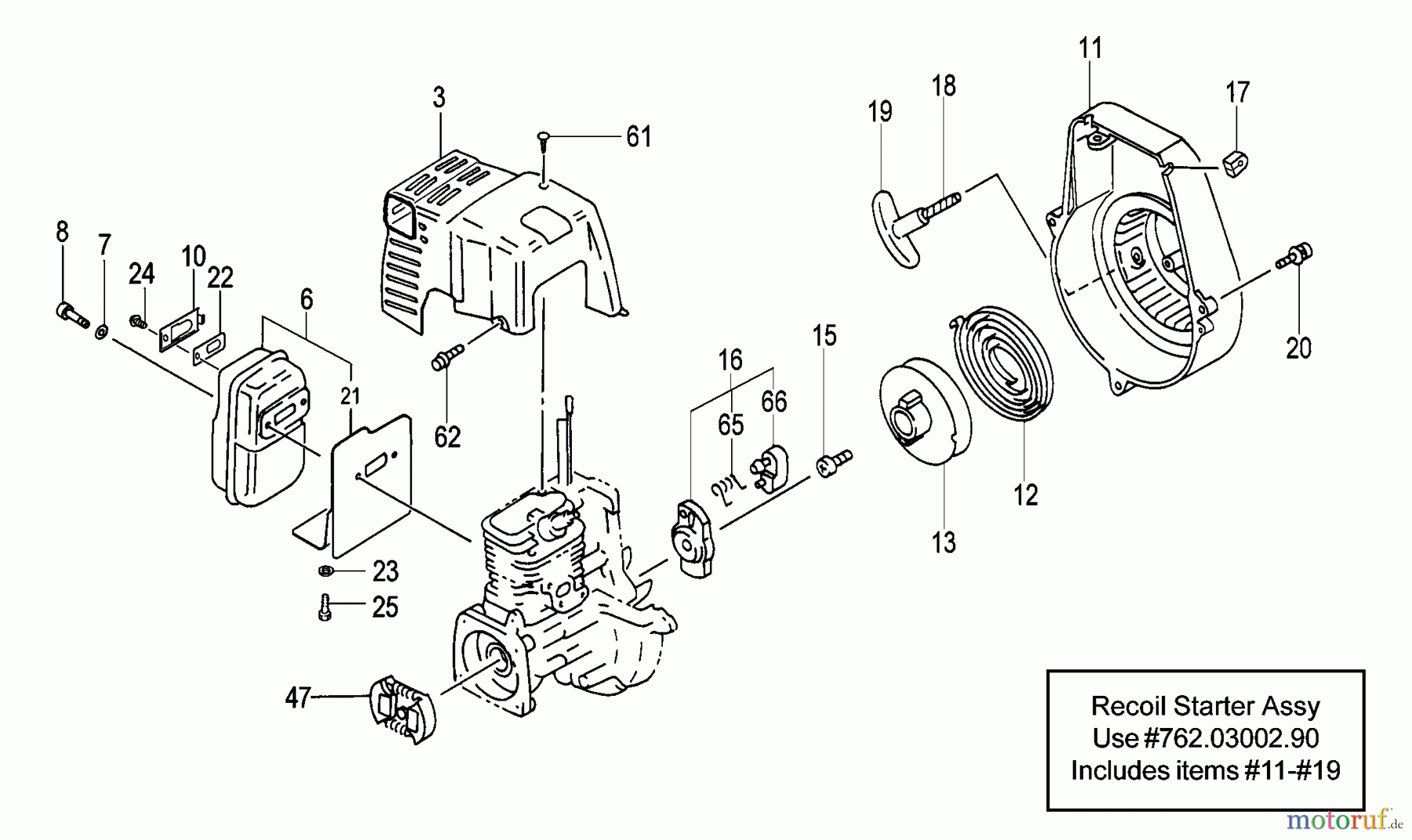 Tanaka Heckenscheeren HTD-2520PF - Tanaka Hedge Trimmer Clutch, Starter, Muffler Components