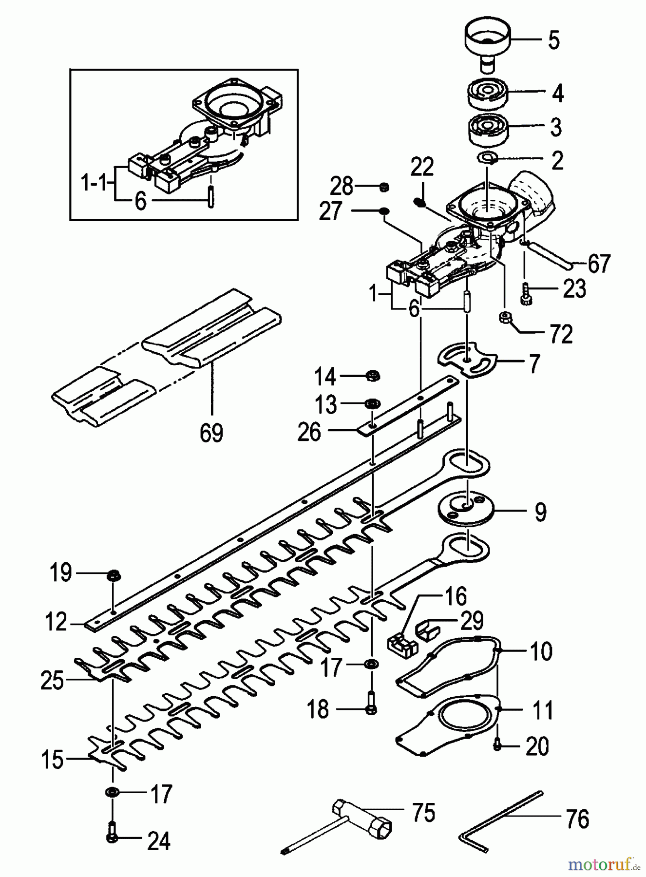 Tanaka Heckenscheeren HTD-2520PF - Tanaka Hedge Trimmer Gear Case & Blades