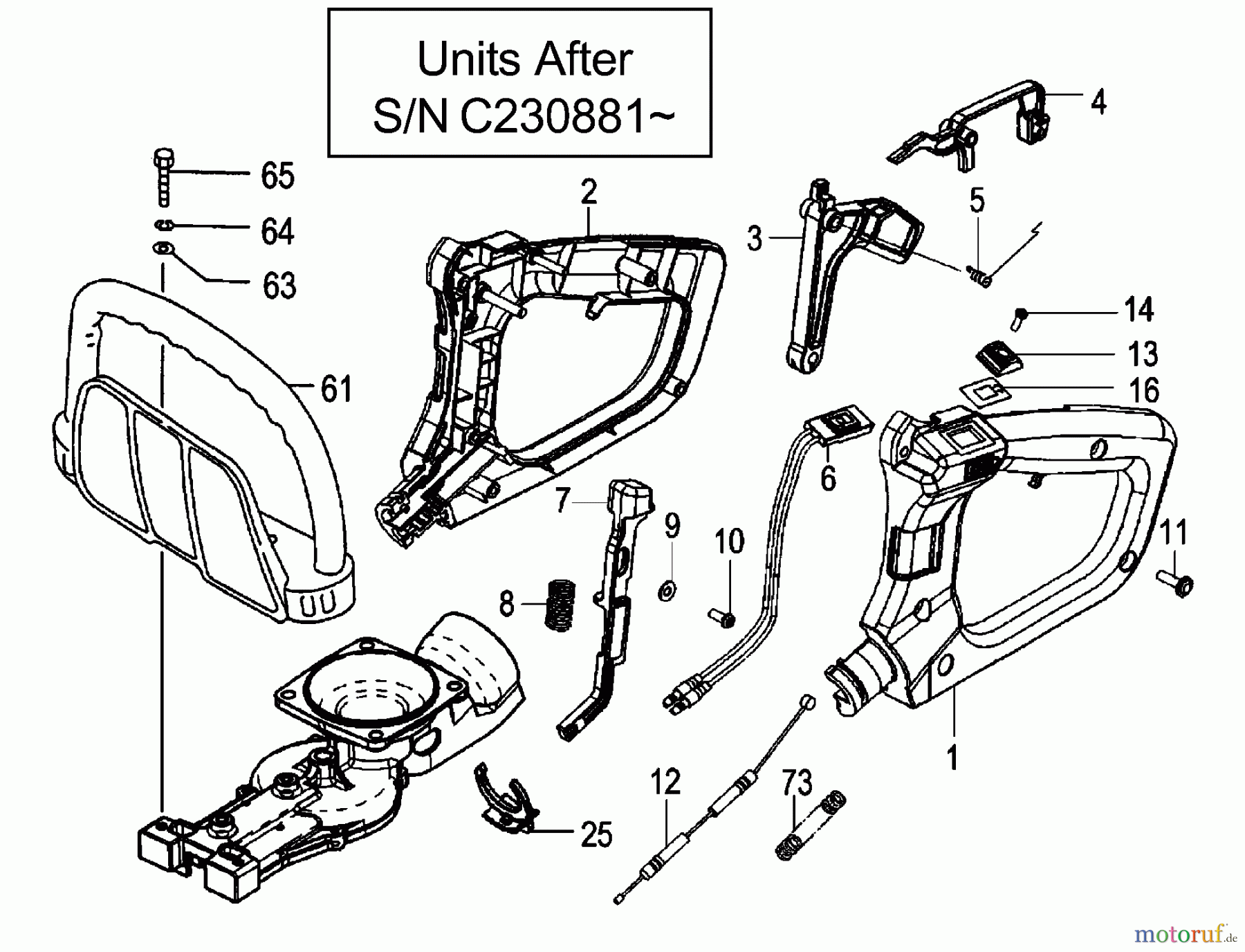 Tanaka Heckenscheeren HTD-2520PF - Tanaka Hedge Trimmer Rear Handle Assembly Units After S/N C230881~
