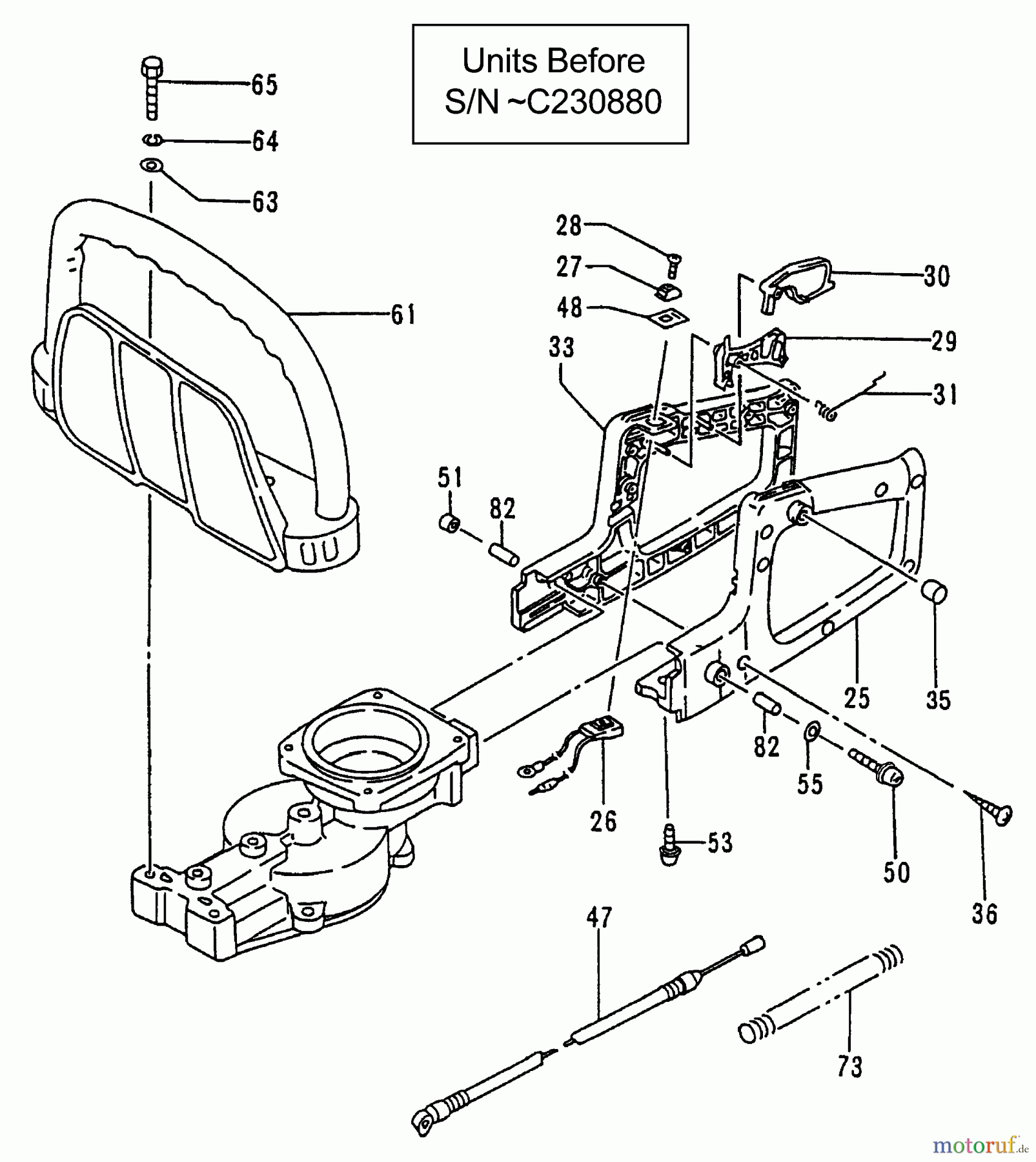  Tanaka Heckenscheeren HTD-2520PF - Tanaka Hedge Trimmer Rear Handle Assembly Units Before S/N ~C230880