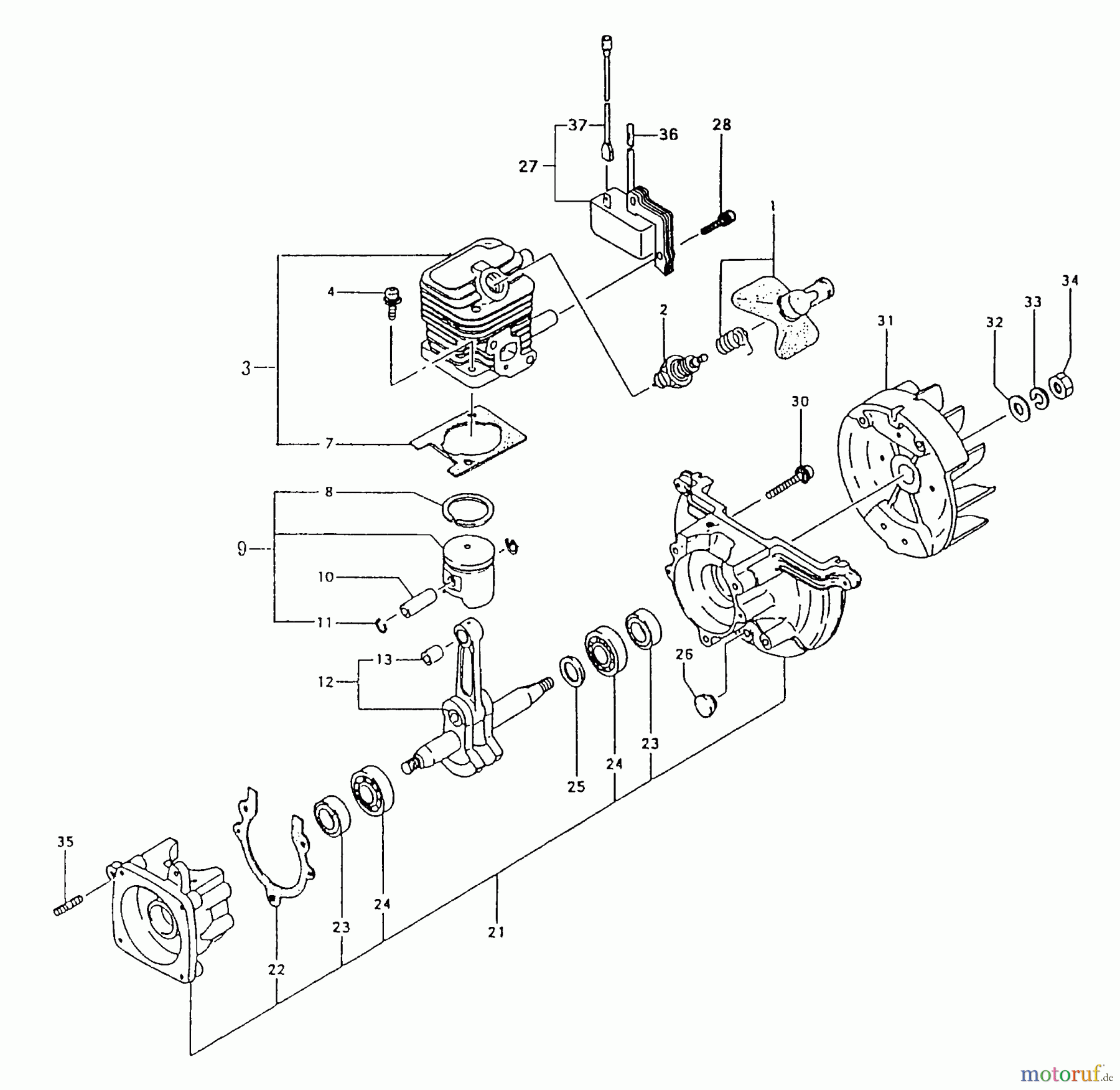 Tanaka Heckenscheeren THT-2100 - Tanaka Hedge Trimmer Engine / Cylinder, Piston, Crankshaft