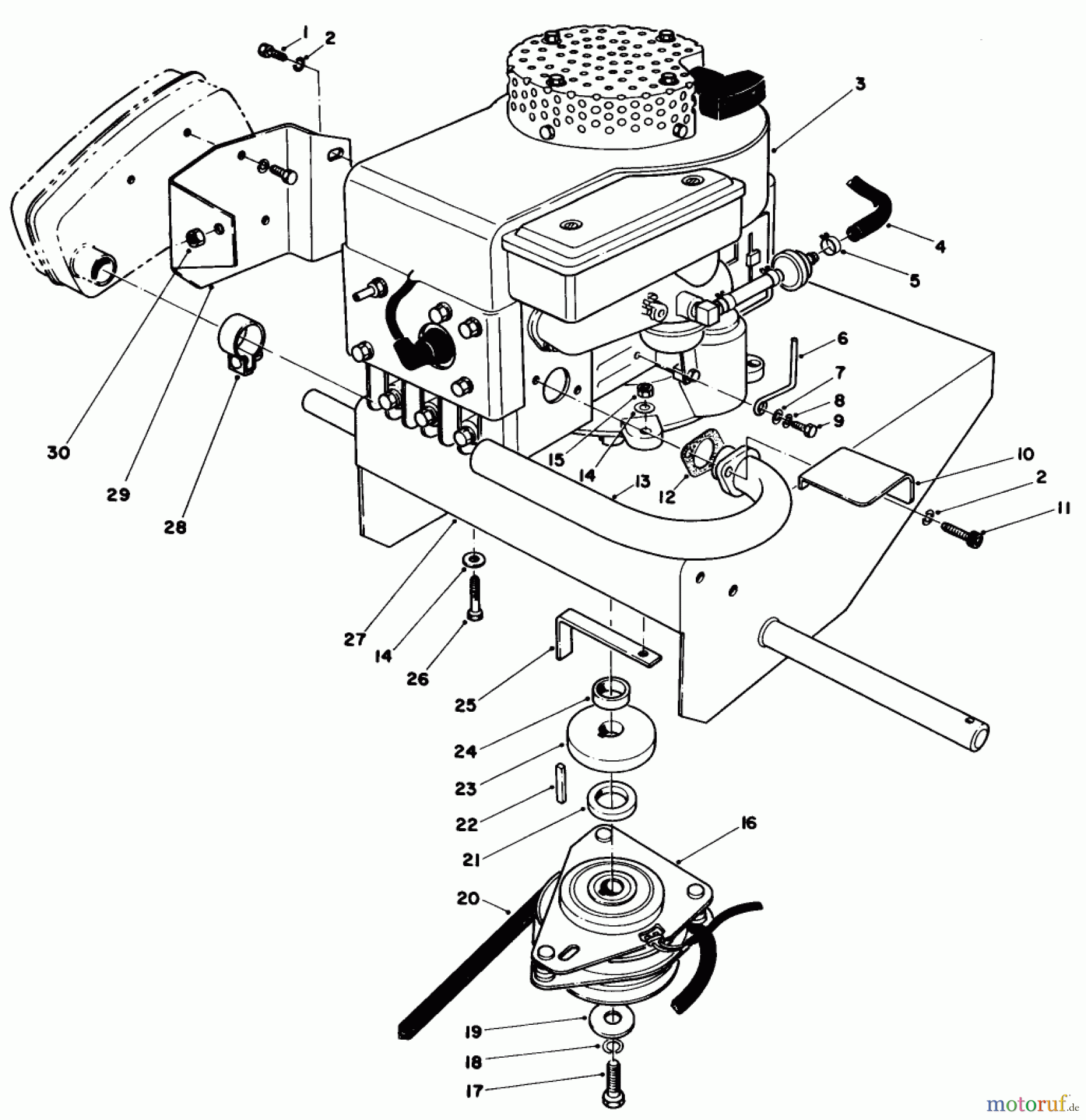 Toro Neu Mowers, Drive Unit Only 30111 - Toro Mid-Size Proline Gear Traction Unit, 11 hp, 1984 (4000001-4999999) ENGINE ASSEMBLY