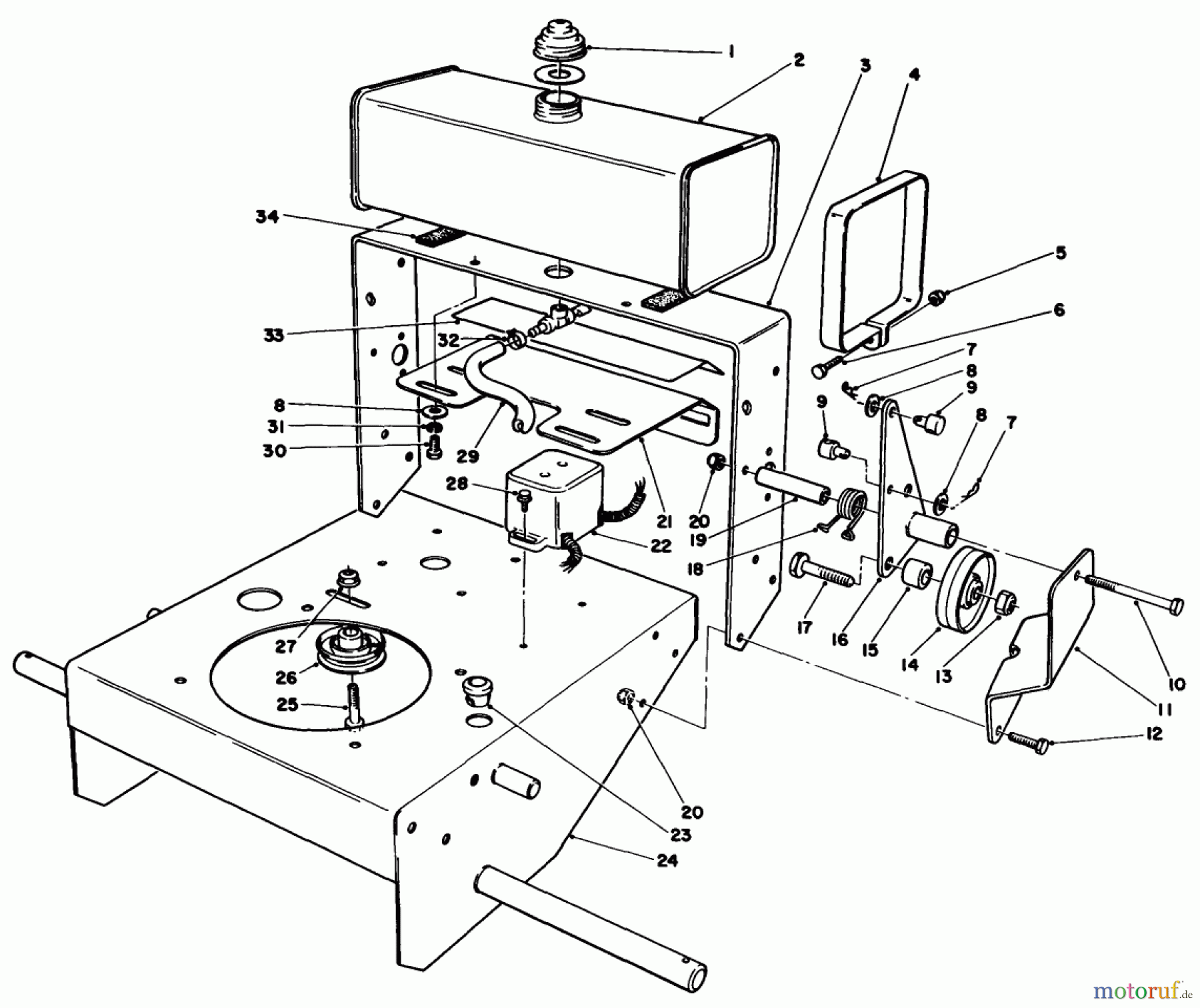 Toro Neu Mowers, Drive Unit Only 30111 - Toro Mid-Size Proline Gear Traction Unit, 11 hp, 1984 (4000001-4999999) FRAME ASSEMBLY