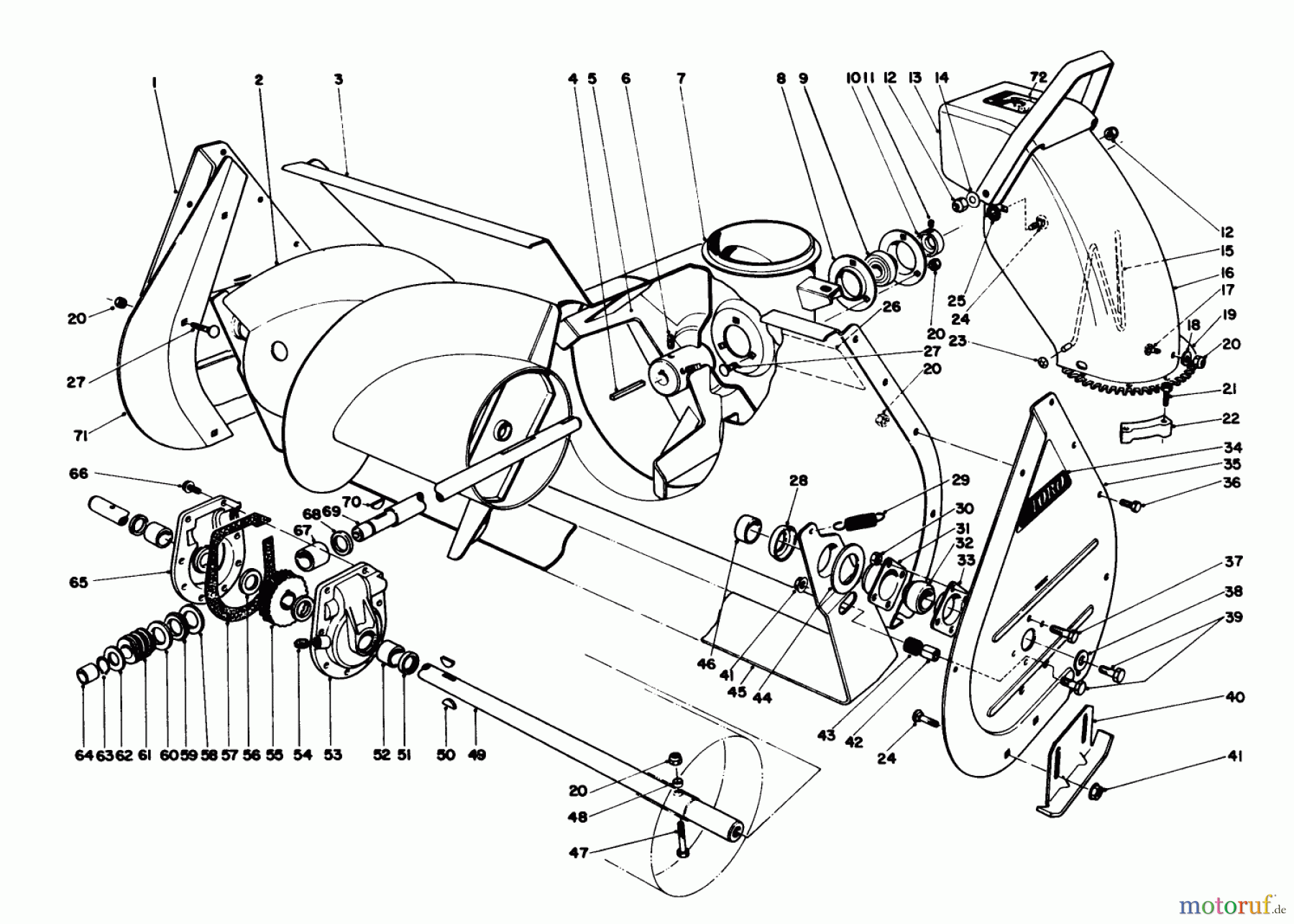 Toro Neu Mowers, Lawn & Garden Tractor Seite 1 57354 (11-44) - Toro 11-44 Pro Lawn Tractor, 1986 (6000001-6999999) AUGER ASSEMBLY 36