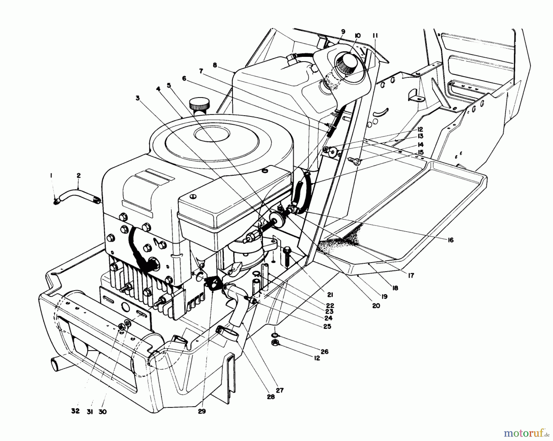 Toro Neu Mowers, Lawn & Garden Tractor Seite 1 57354 (11-44) - Toro 11-44 Pro Lawn Tractor, 1986 (6000001-6999999) ENGINE ASSEMBLY