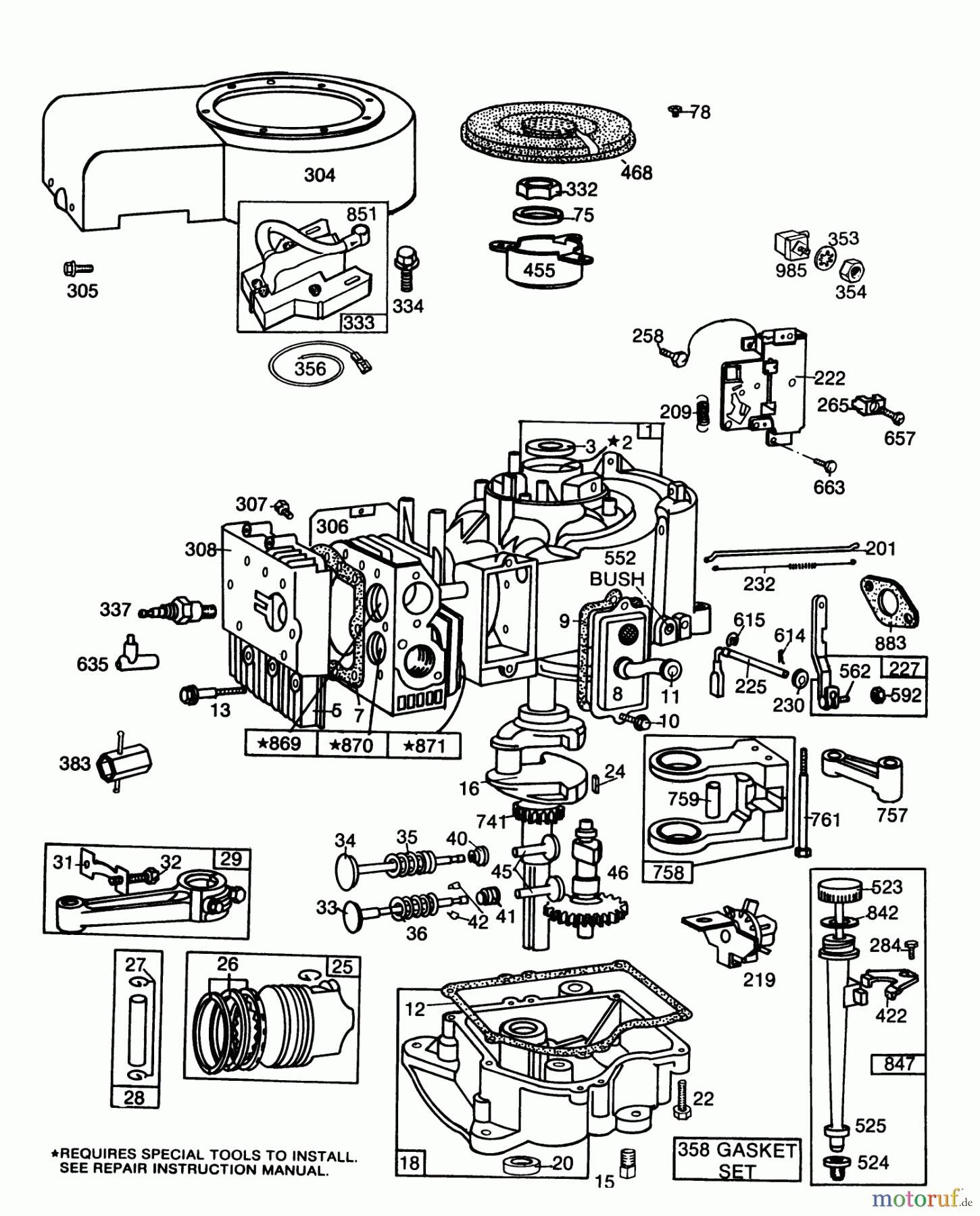 Toro Neu Mowers, Lawn & Garden Tractor Seite 1 57354 (11-44) - Toro 11-44 Pro Lawn Tractor, 1986 (6000001-6999999) ENGINE BRIGGS & STRATTON MODEL 253707-0157-01 #1