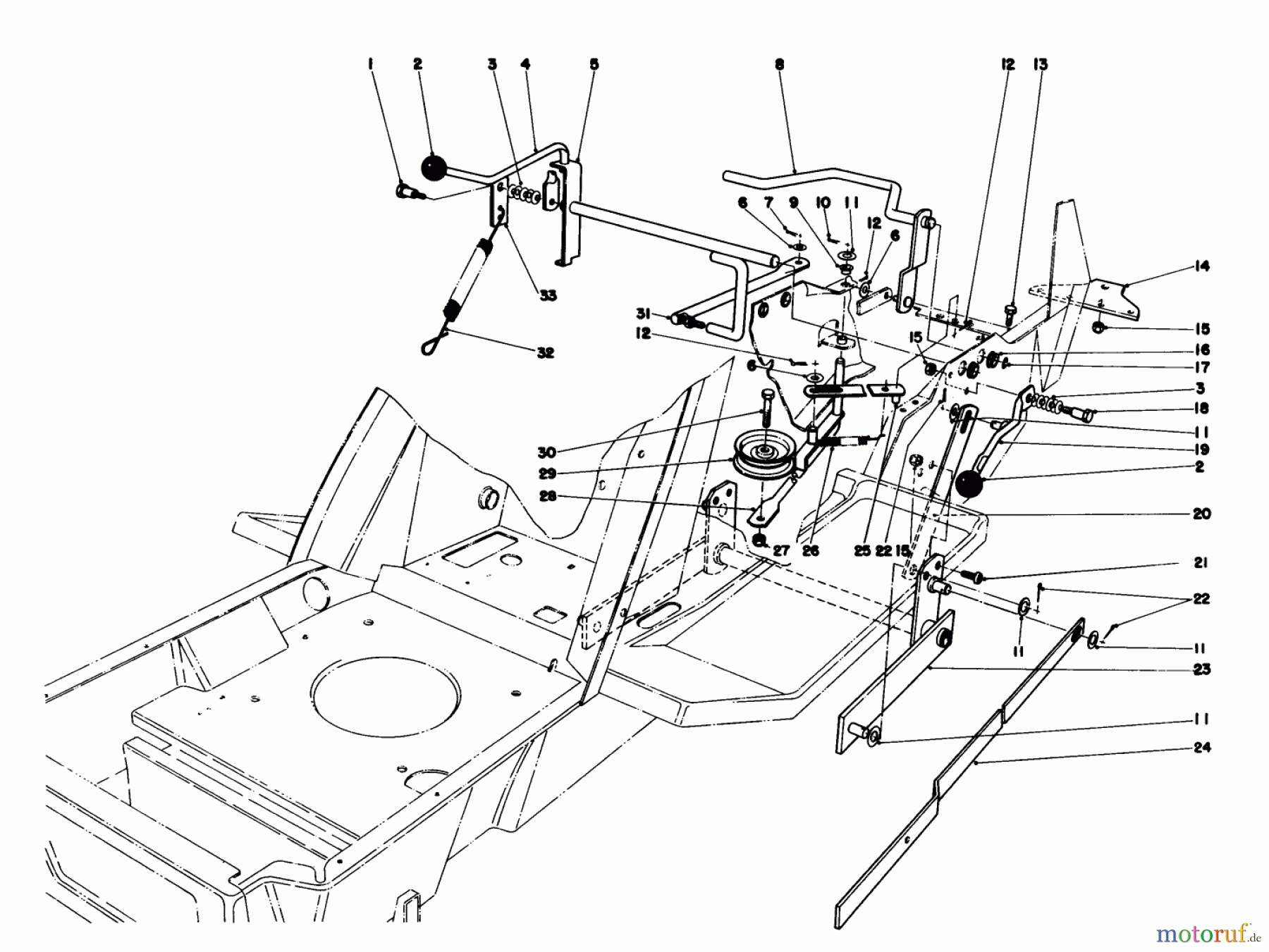 Toro Neu Mowers, Lawn & Garden Tractor Seite 1 57354 (11-44) - Toro 11-44 Pro Lawn Tractor, 1986 (6000001-6999999) SHIFT & CLUTCH ASSEMBLY