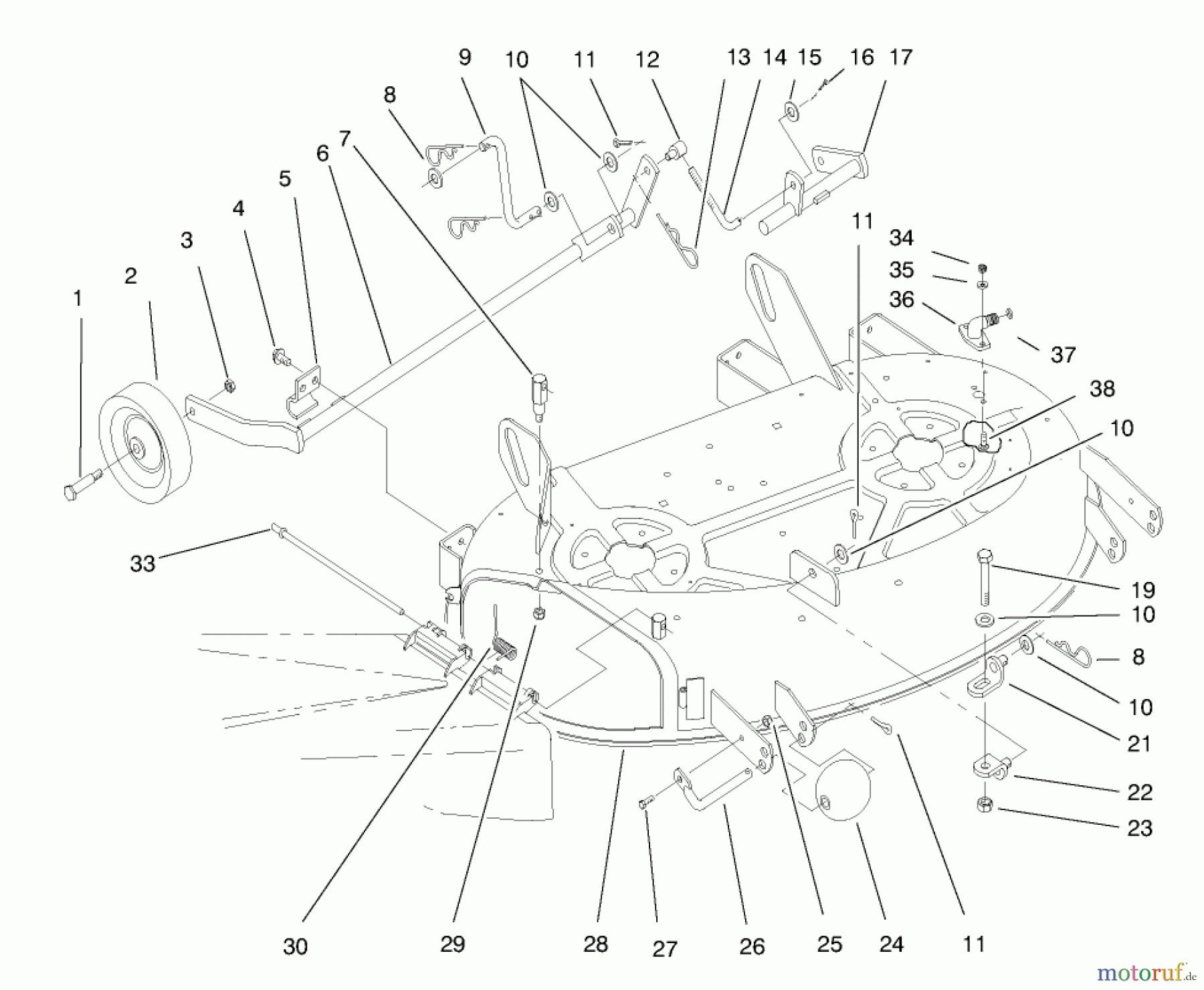 Toro Neu Mowers, Deck Assembly Only 78218 - Toro 38