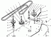 Toro 78390 - 60" Side Discharge Mower, 1995 (5900001-5999999) Ersatzteile DECK DRIVE BELT, IDLER AND SPINDLE PULLEY