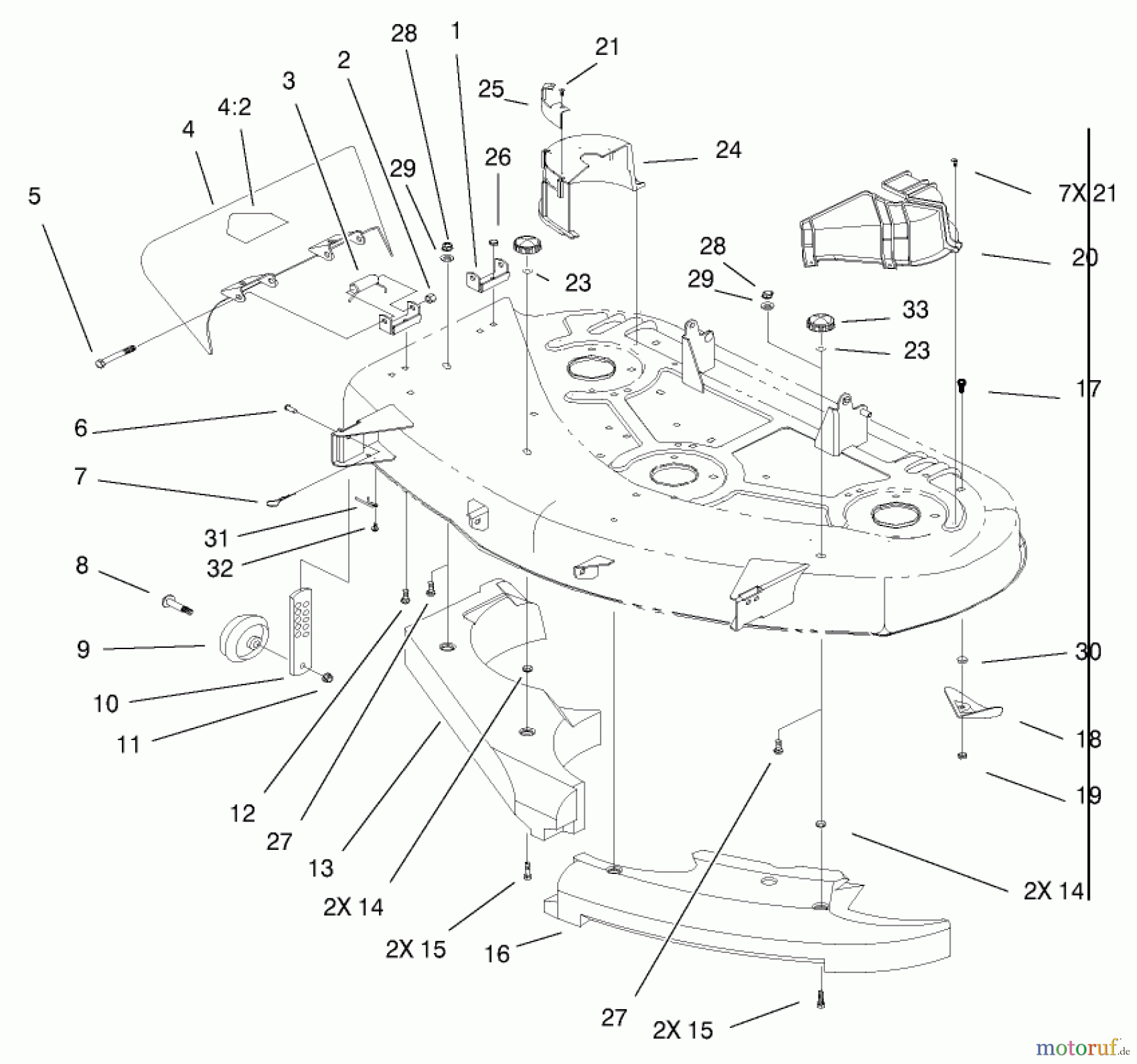Toro Neu Mowers, Deck Assembly Only 79108 - Toro 44
